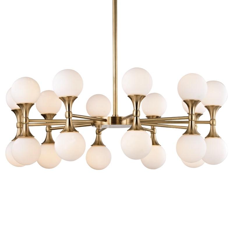 Abernathy Aged Brass 20-Light LED Chandelier with Opal Etched Glass