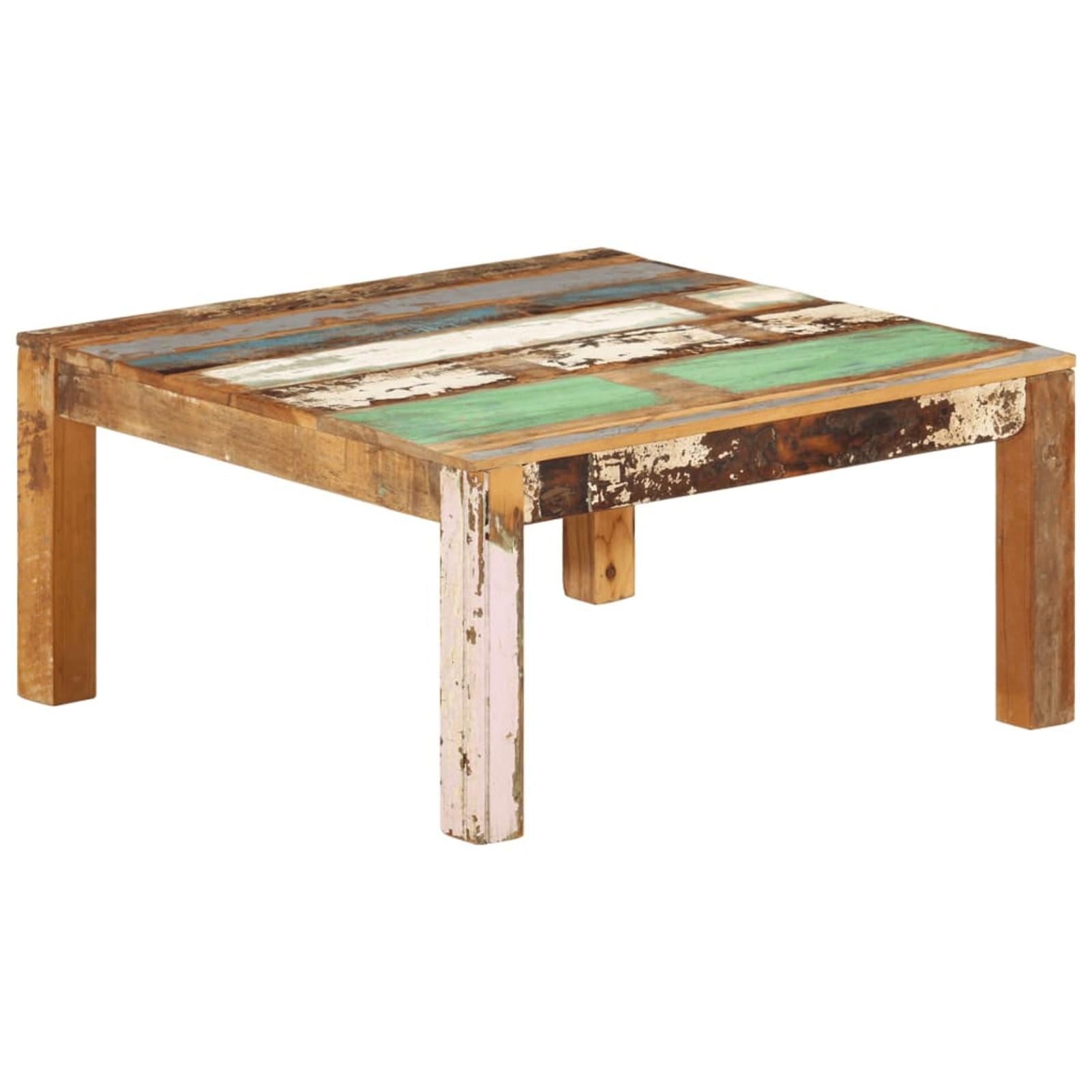 Farmhouse Chic Reclaimed Wood Square Coffee Table, Multicolor