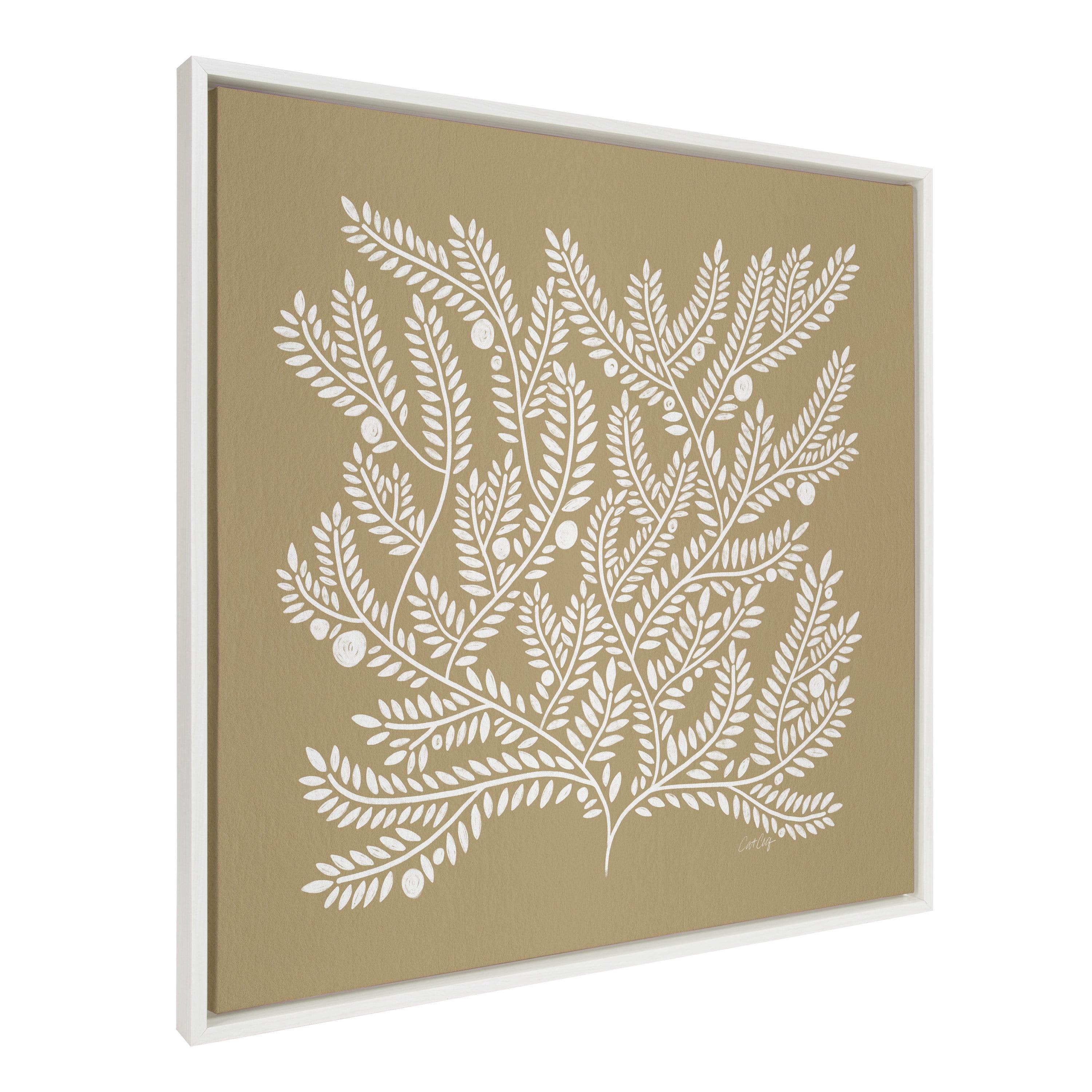 Tan and White Tree of Life Canvas Print with Frame