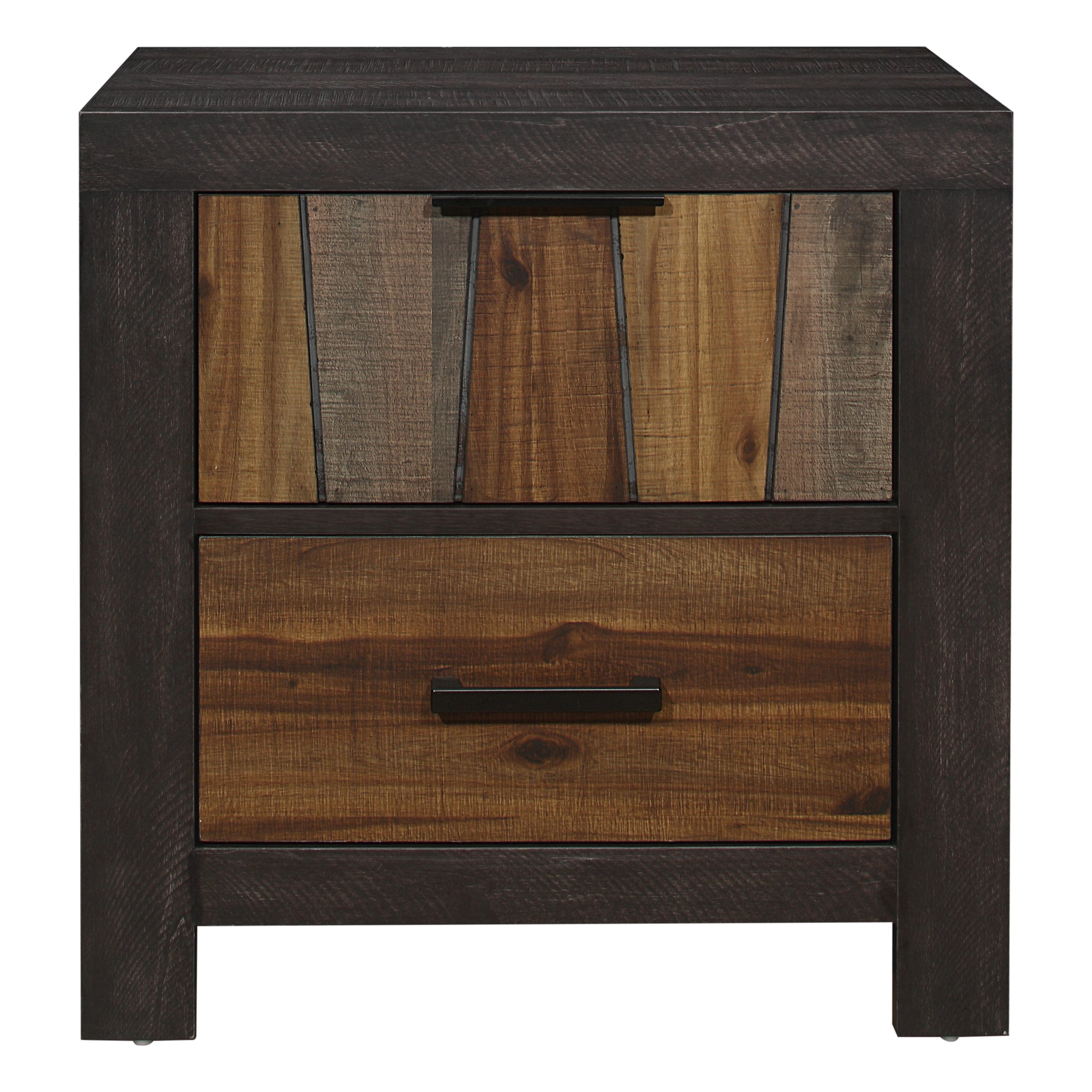 Transitional Multi-Tone 2-Drawer Nightstand with Metal Glides