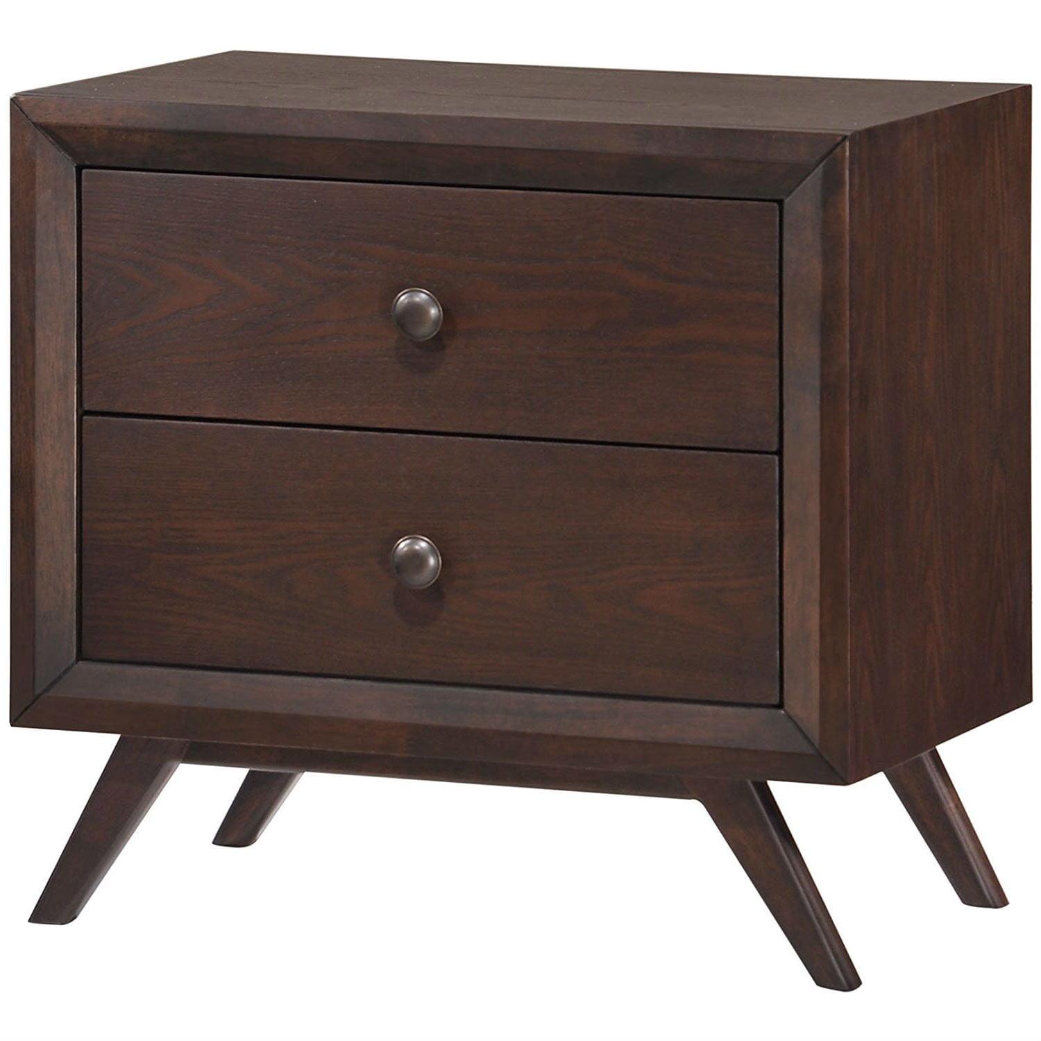 Tracy Toffee Brown Mid-Century 2-Drawer Nightstand