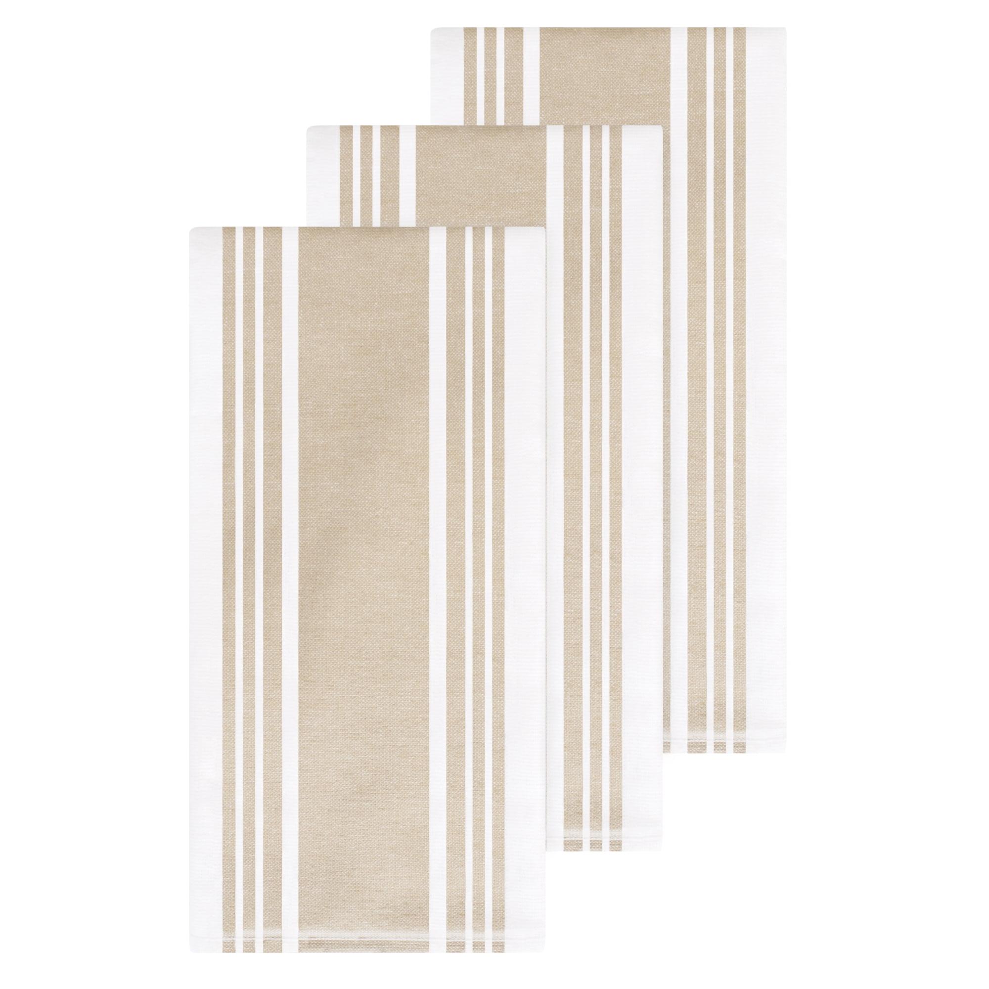 Beige Dual-Sided Cotton Terry Kitchen Towel Set