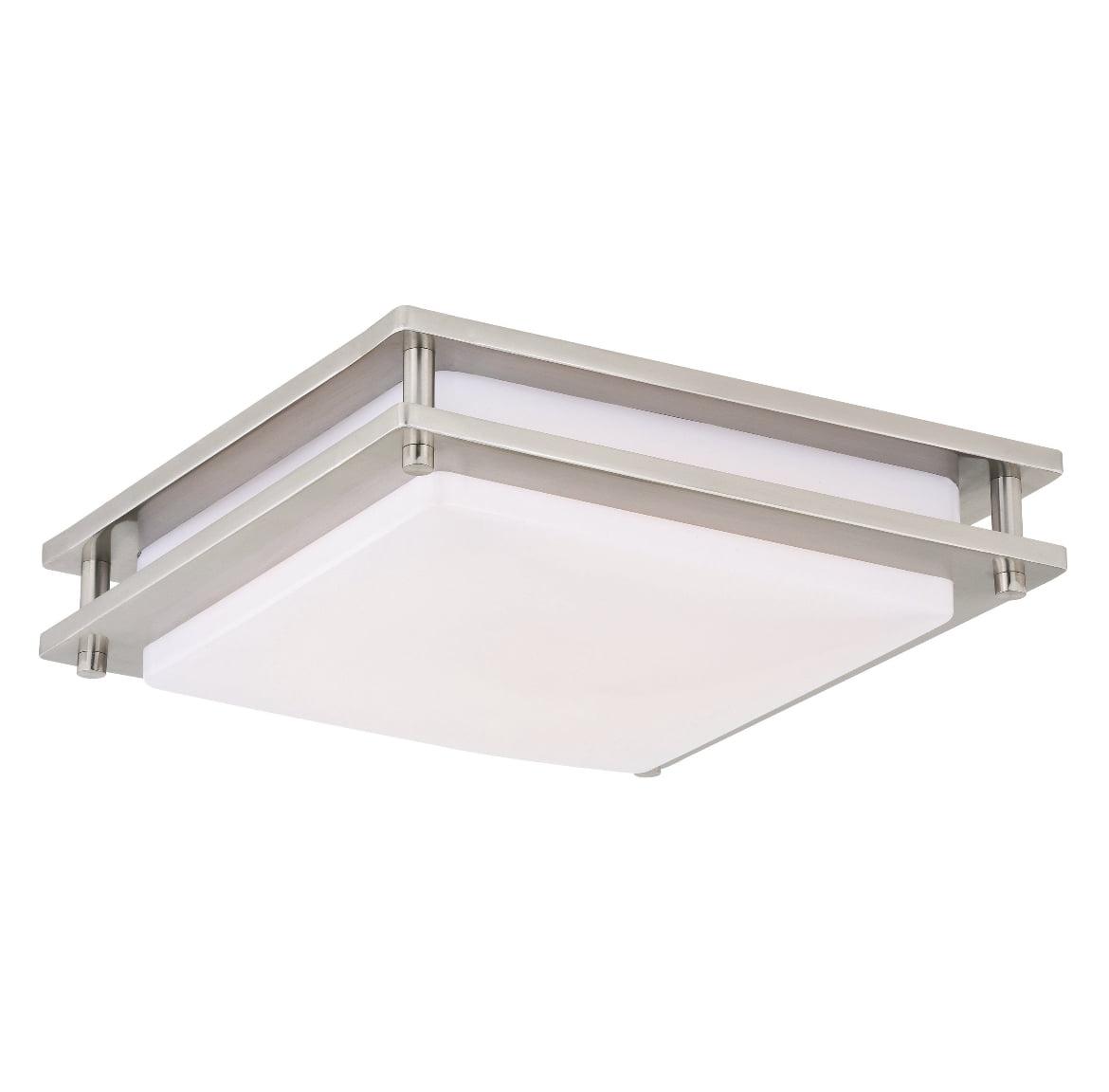 Sleek 12" Brushed Nickel LED Square Flush Mount with White Acrylic Shade