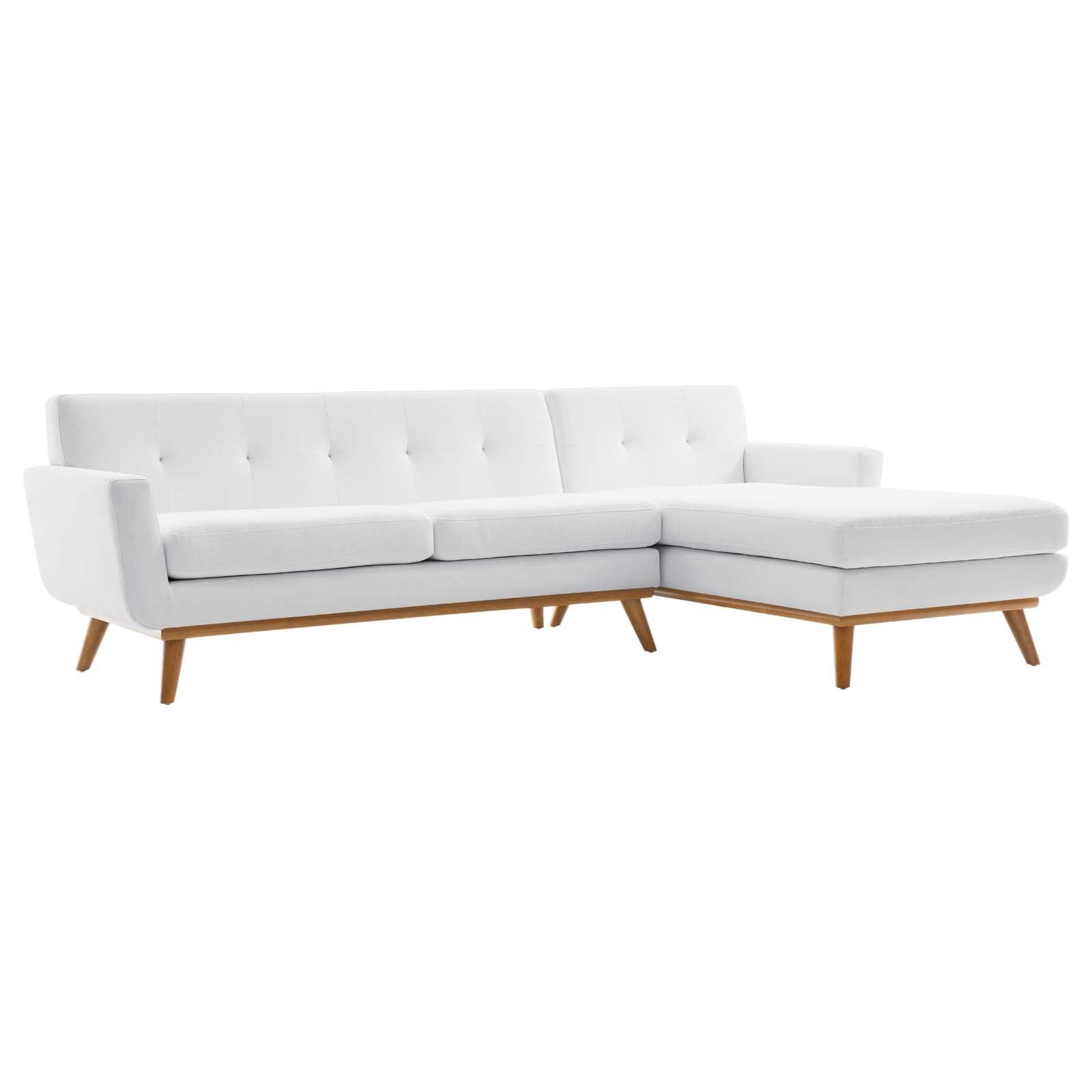 Engage 70'' Two-Piece White Fabric Sectional Sofa with Track Arms