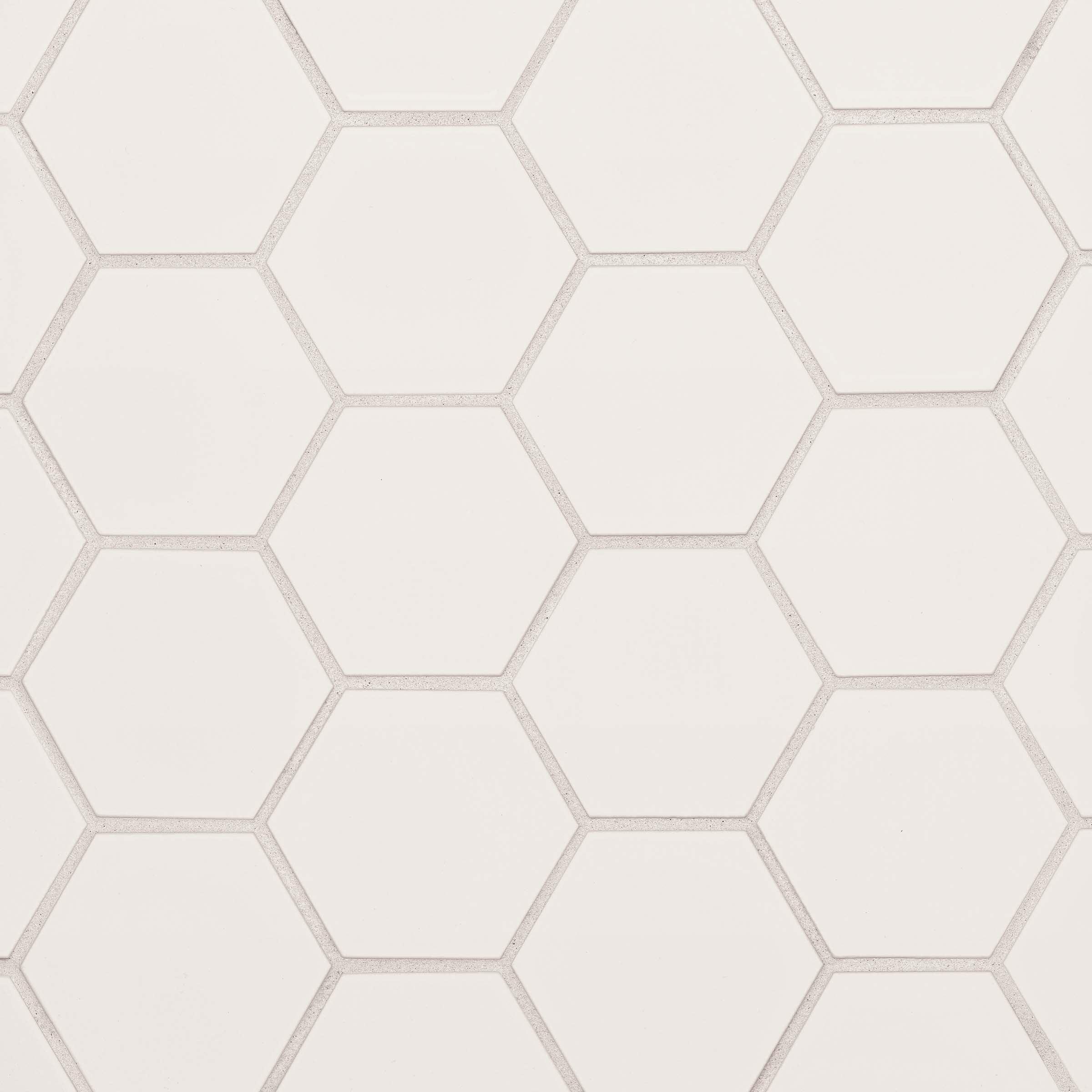 Bedrosians Hedron Gloss Ceramic Hexagon Tile 4" x 5", Fog (50-Pack, 5.38 SF)