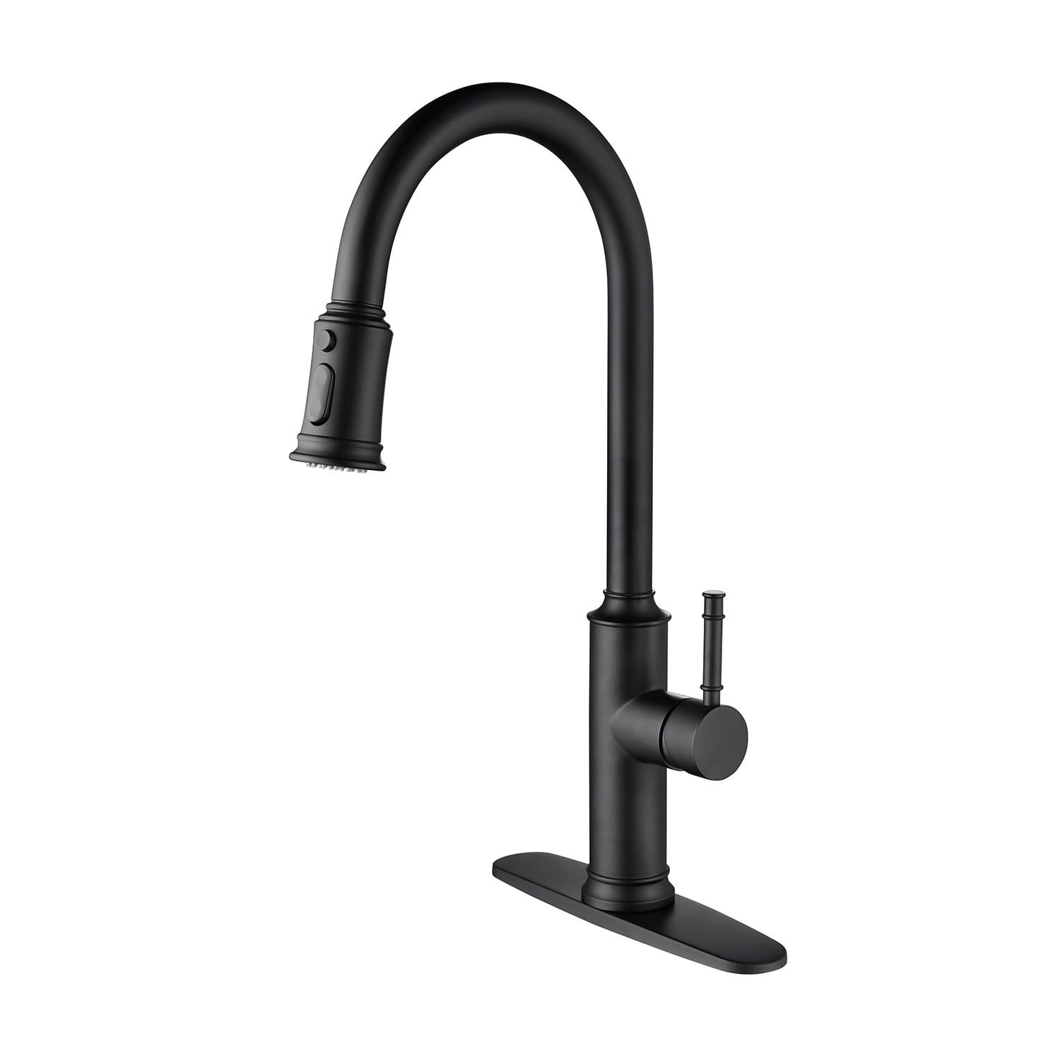 Matte Black Stainless Steel High Arc Kitchen Faucet with Pull Down Sprayer