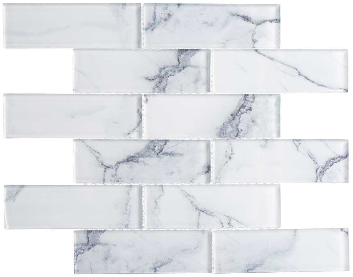 Sumner 2" x 6" Glossy Marble Look Glass Mosaic Tile