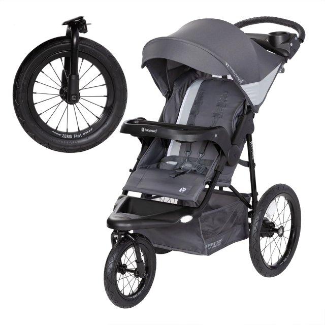Baby Trend Expedition Zero Flat Stroller Jogger with LED Safety Lights - Dash Gray