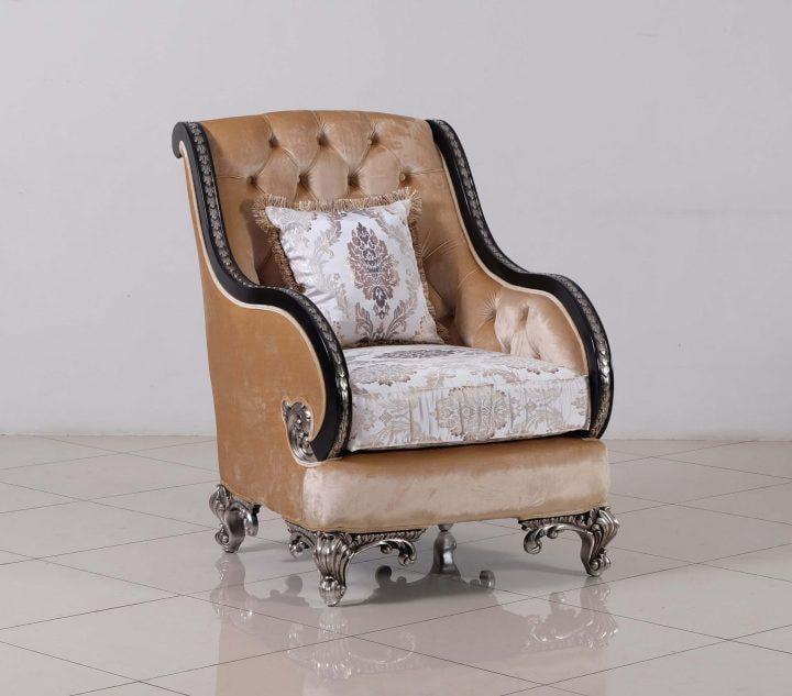 Rosabella Antique Black & Silver Handcrafted Wood Accent Chair