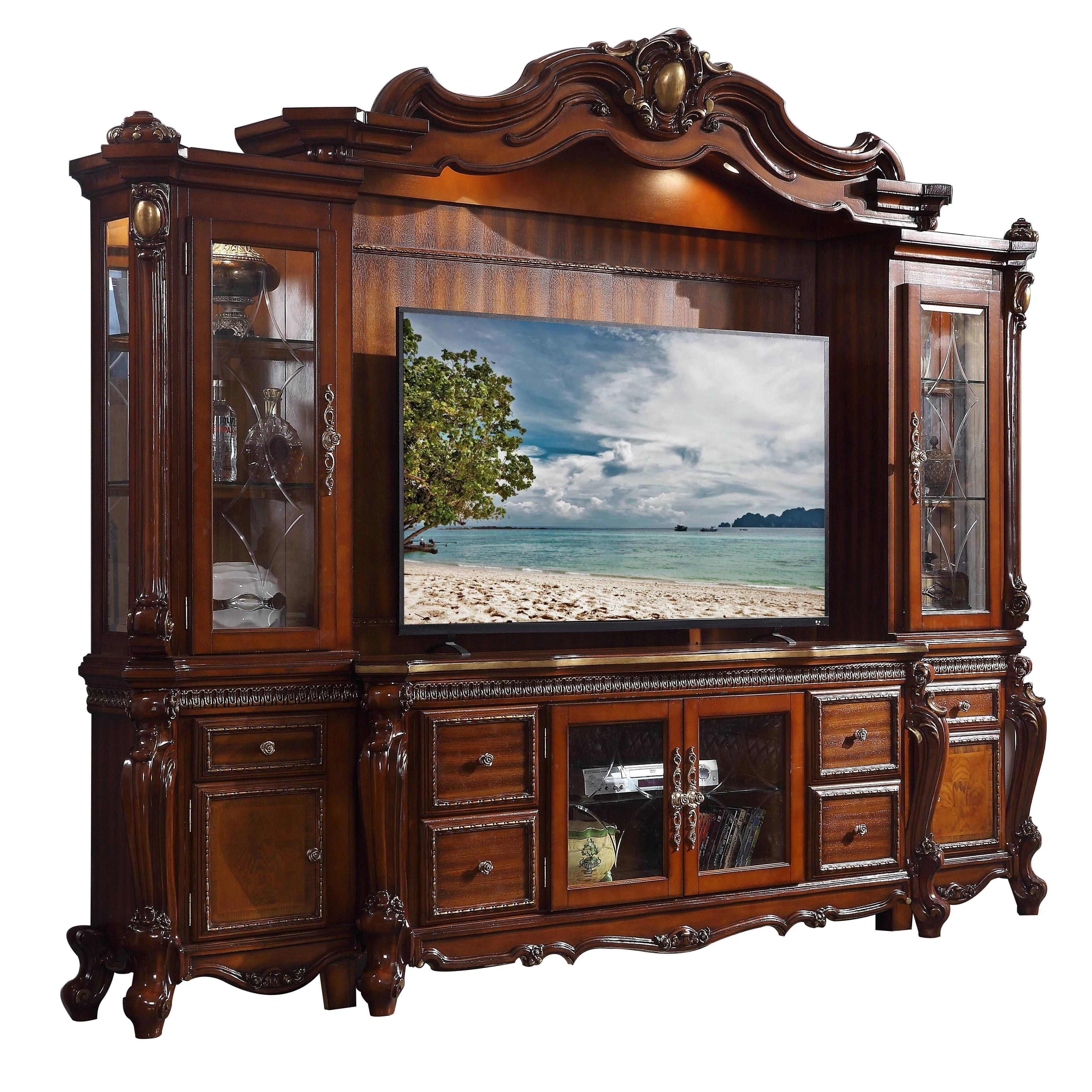 Cherry Oak Regal Entertainment Center with Touch Light Functionality