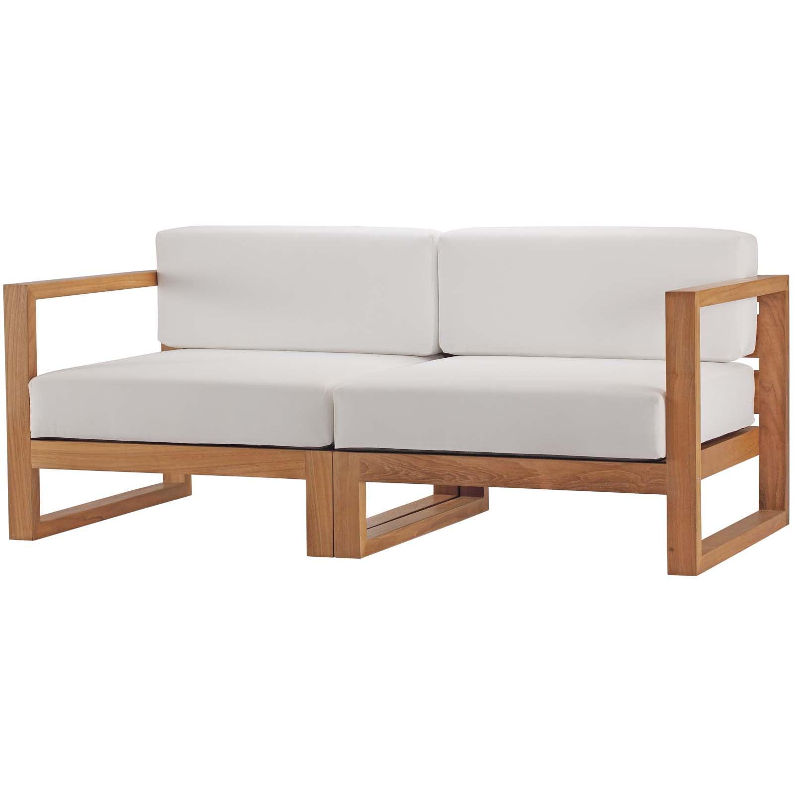 Coastal Charm Teak Wood 2-Piece Outdoor Sectional in Natural White