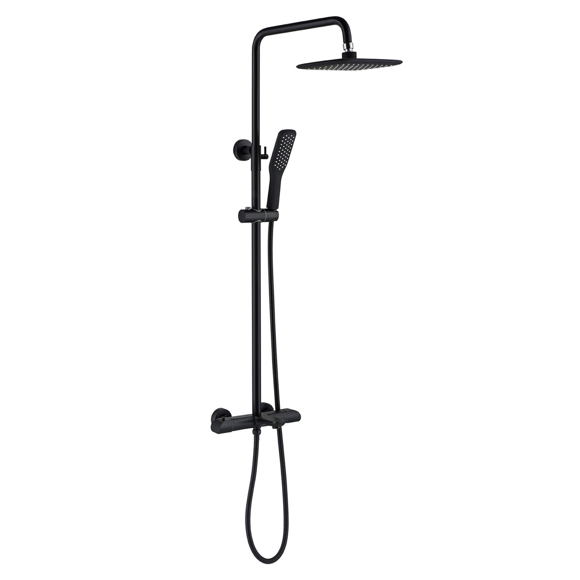 Large Matte Black Square Rain Shower Head with Handheld