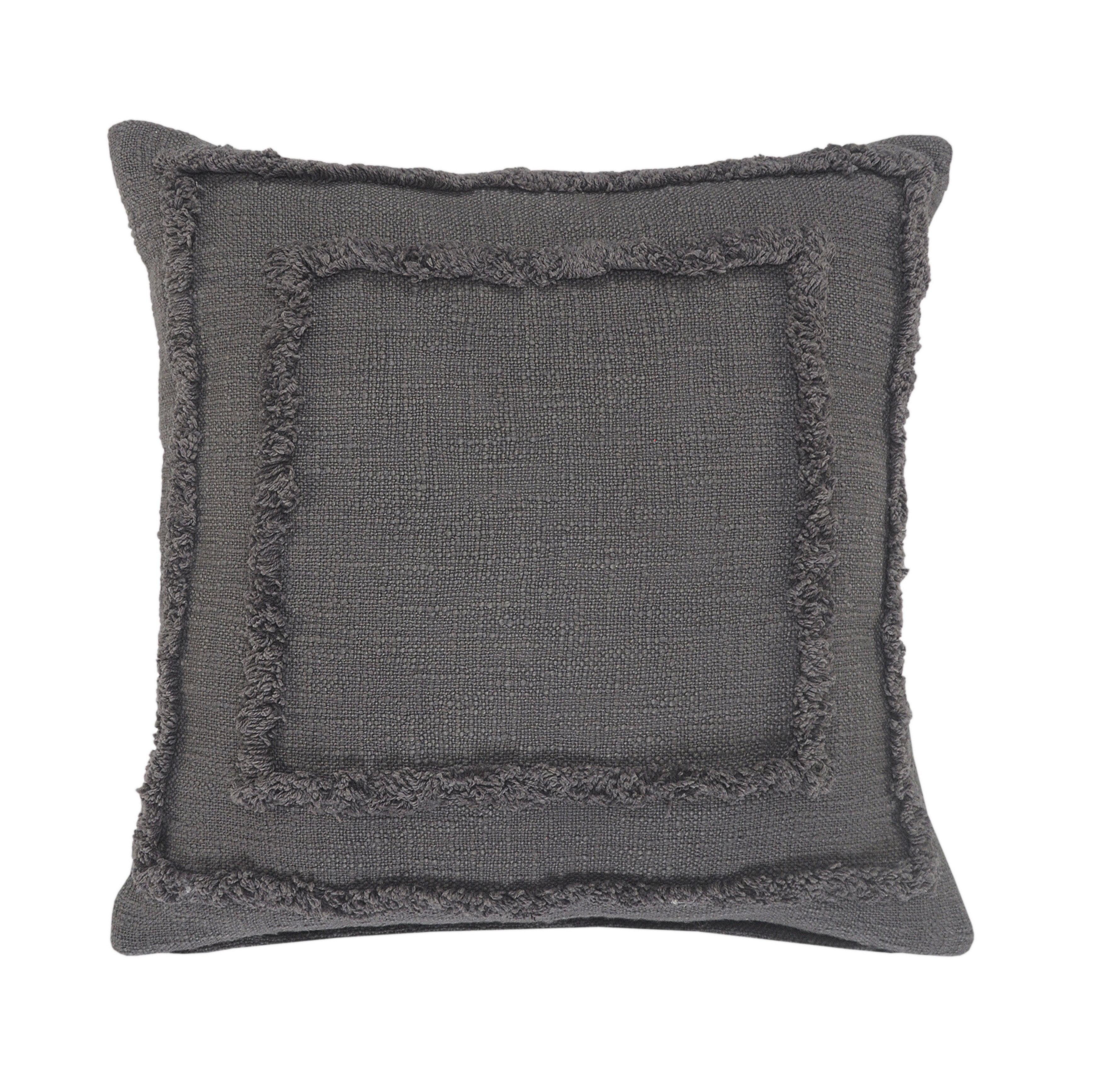 Gray Tufted Square Throw Pillow, 20" x 20"