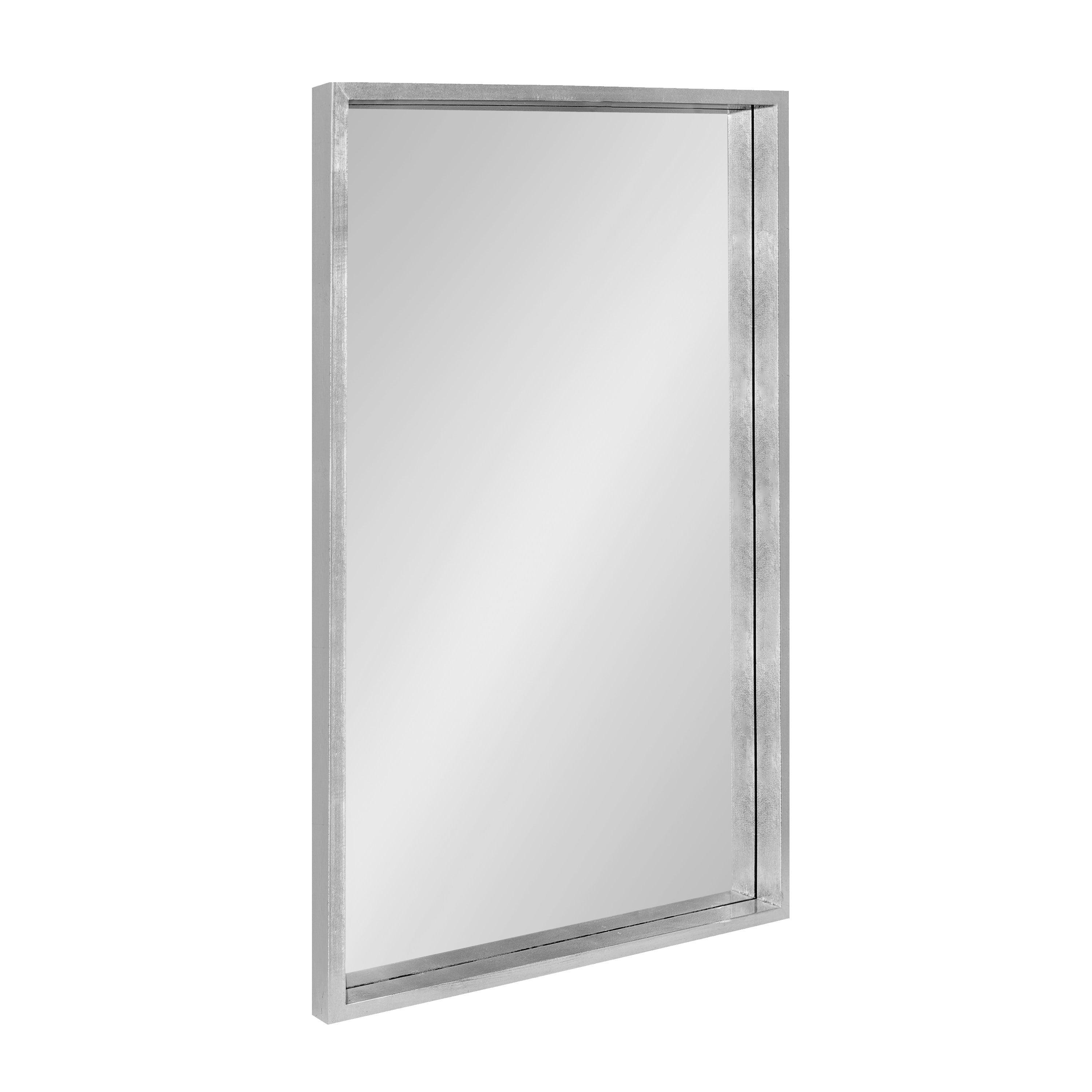 Transitional Silver Wood Rectangular Vanity Wall Mirror 39"x28"