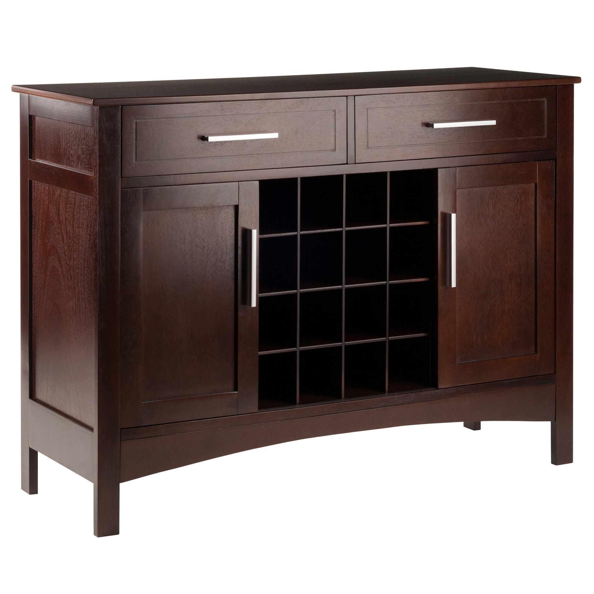 Winsome Gordon Buffet Cabinet/Sideboard Cappuccino: Transitional Style, Hardwood Frame, Sliding Doors, 2 Drawers