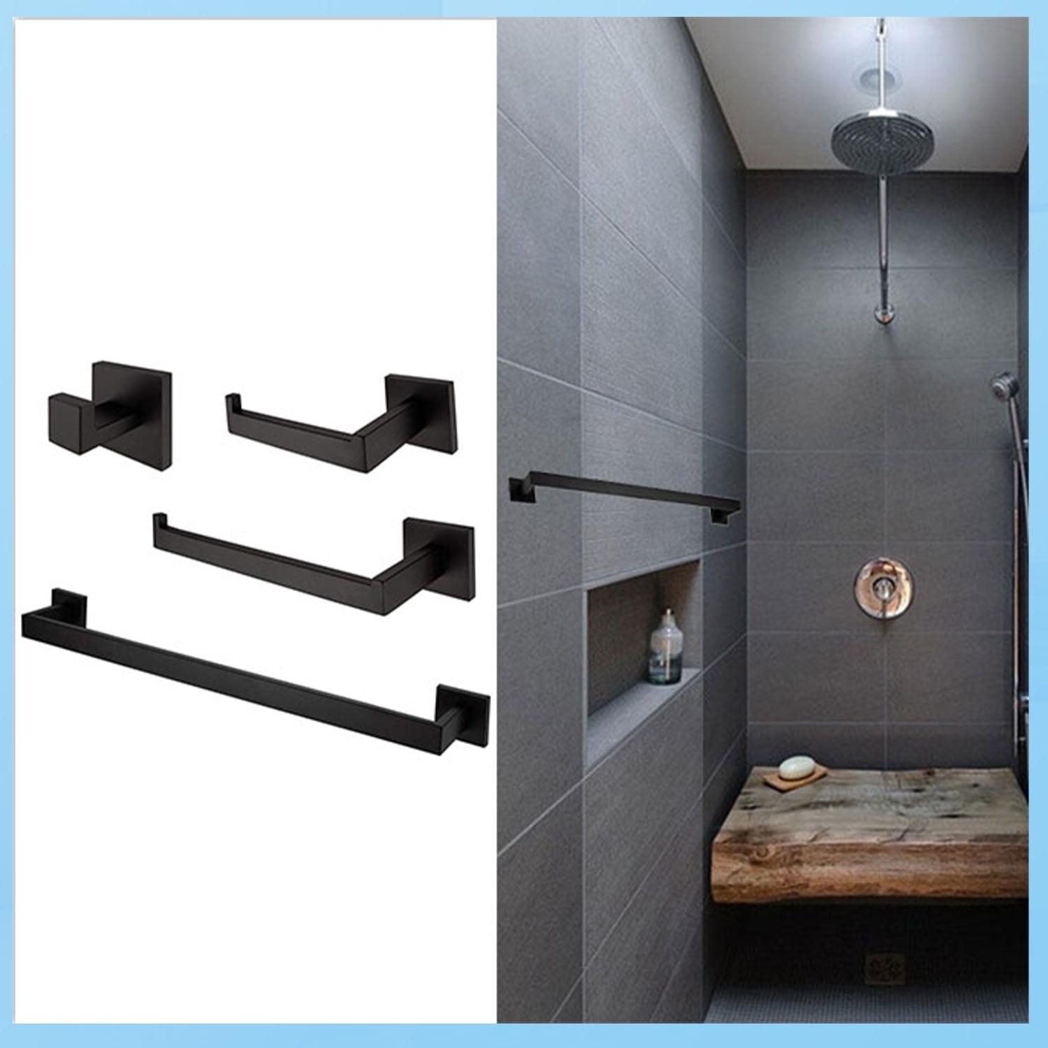 Matte Black Stainless Steel 4-Piece Bathroom Hardware Set