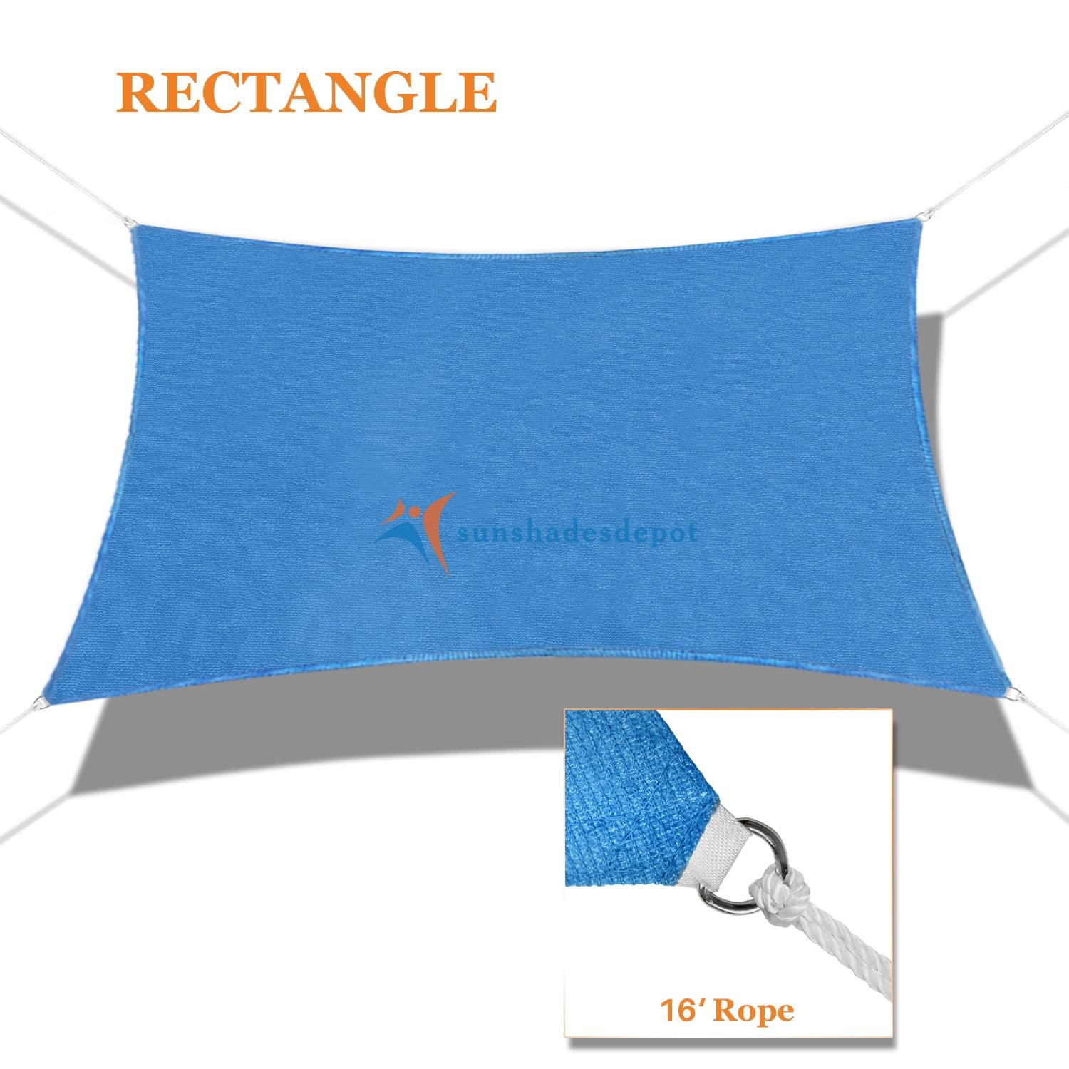 Sunshades Depot 8' x 12' Sun Shade Sail Rectangle Permeable Canopy Blue Custom Size Available Commercial Standard