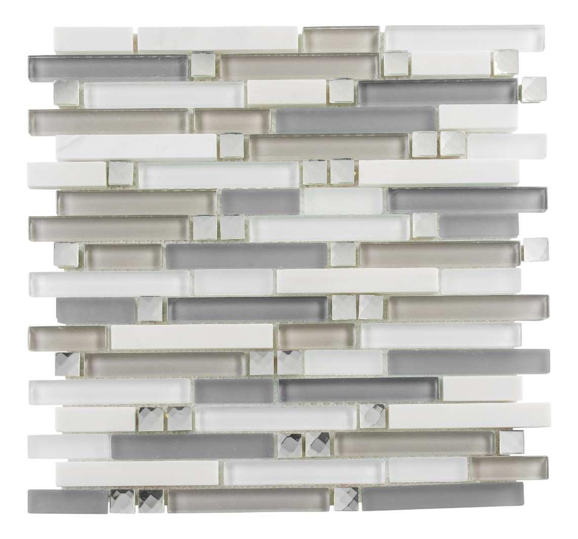 Happy Gray Glass and Marble Mosaic Tile for Walls and Floors