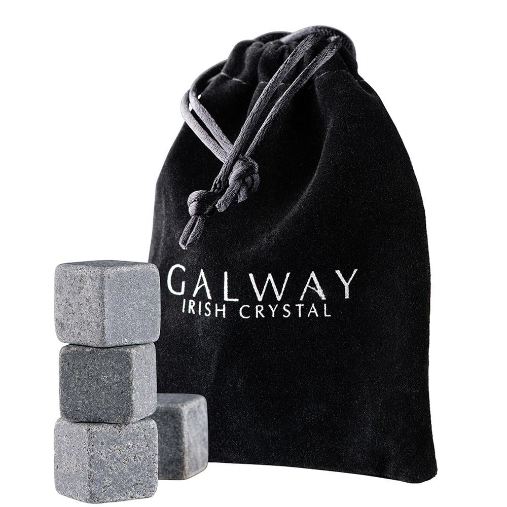 Galway Grey Whiskey Stones Set with Velvet Pouch