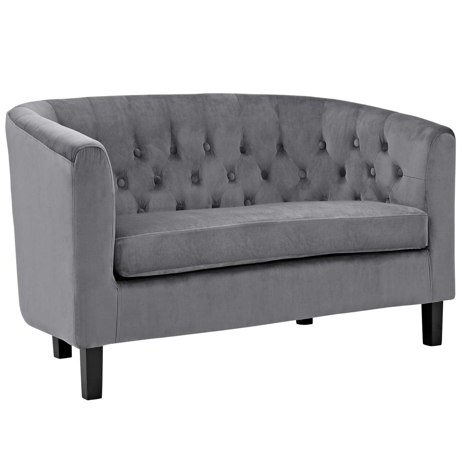 Modern Contemporary Urban Design Living Lounge Room Loveseat Sofa, Grey Gray, Fabric