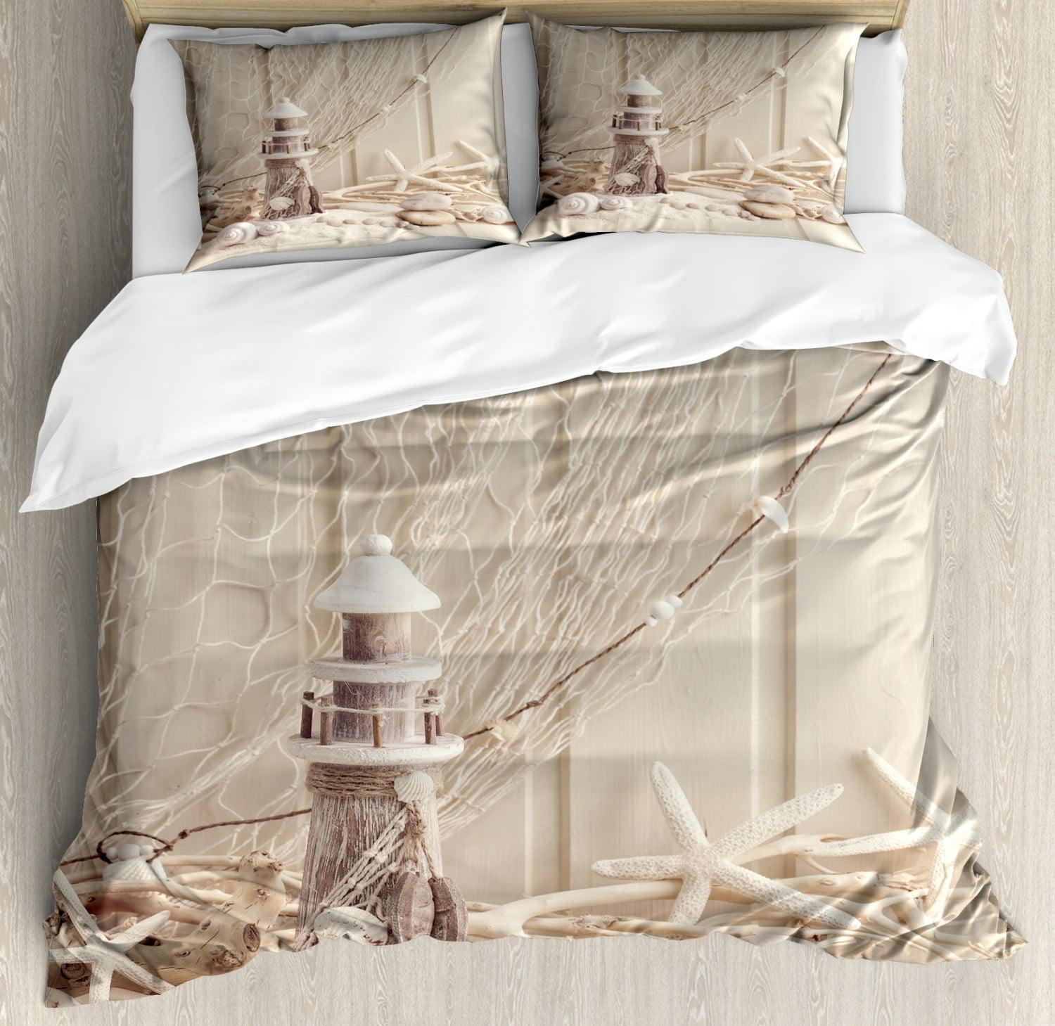 Beige Cream Marine Theme King Duvet Cover Set