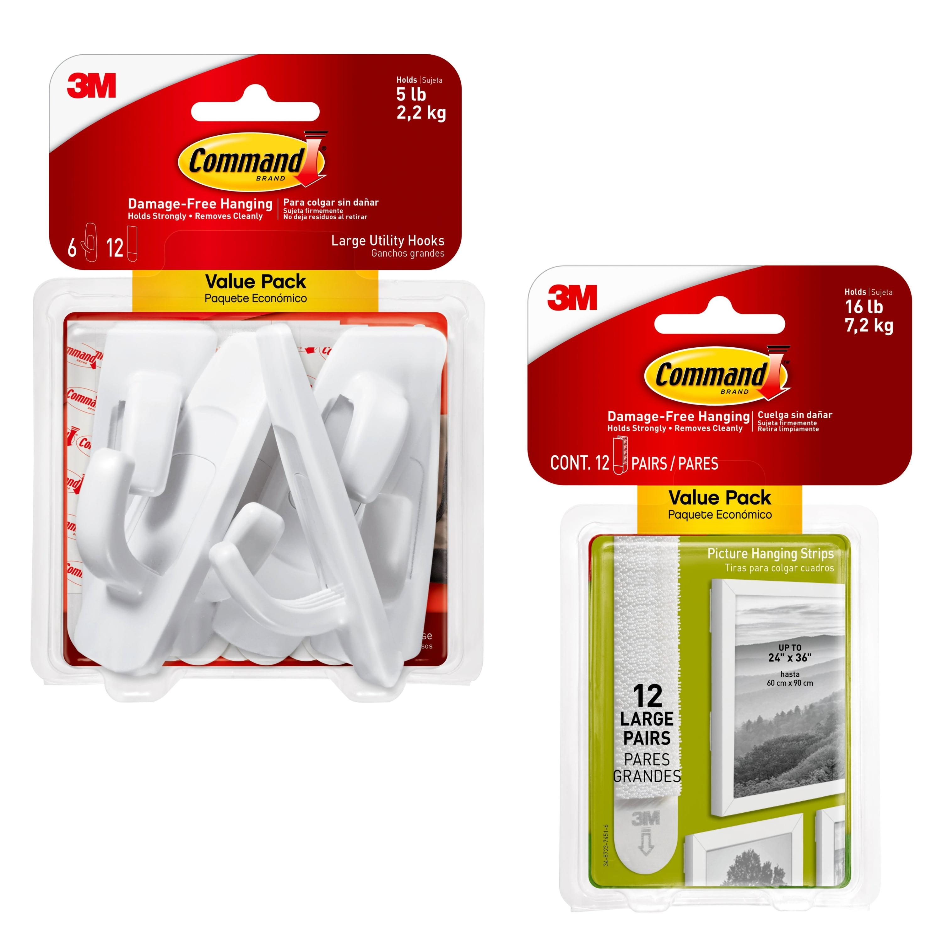 Command Large Utility Hooks, White, Damage Free Hanging of Christmas Decorations, 6 Hooks