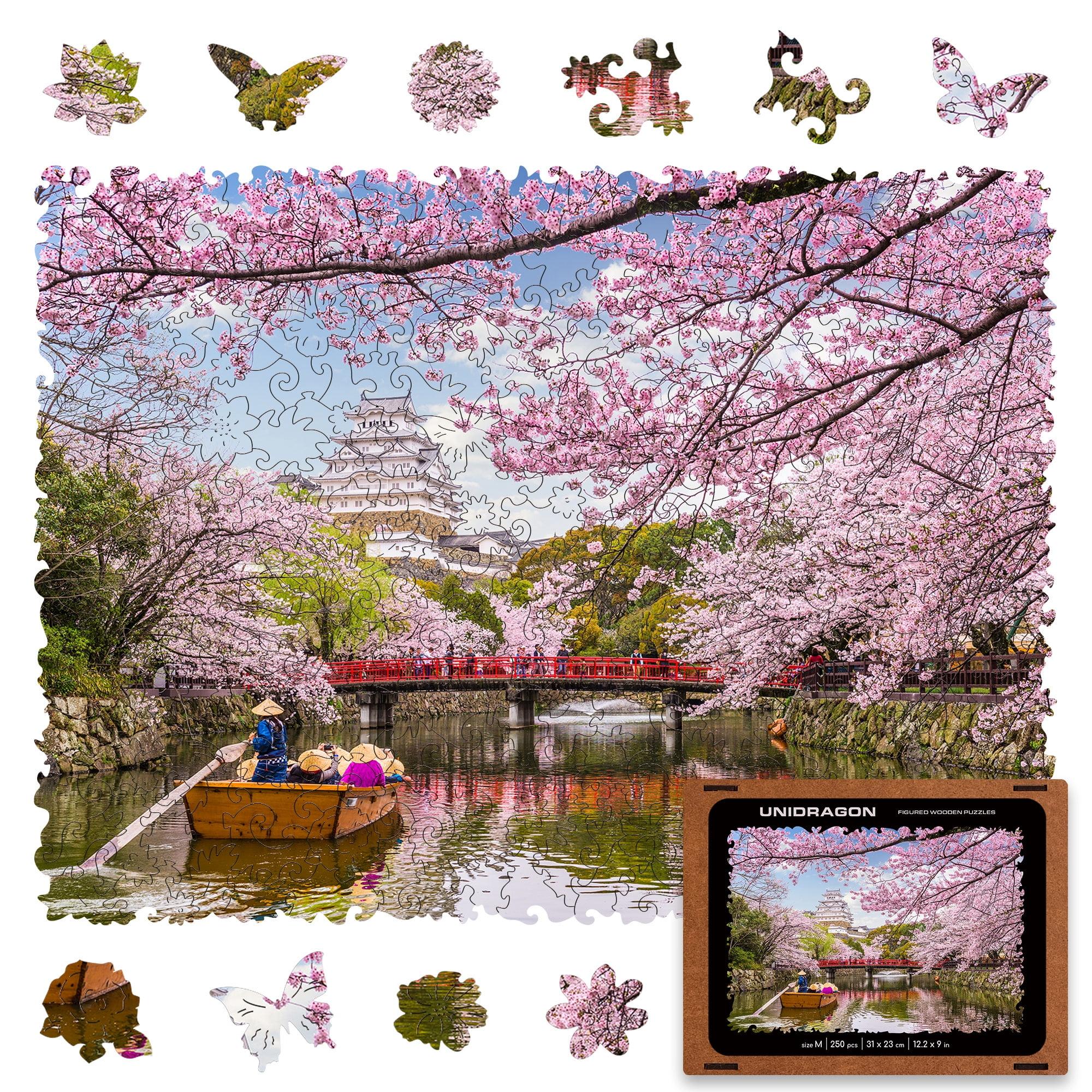 Medium Sakura Nature Wooden Puzzle with Animal Shapes