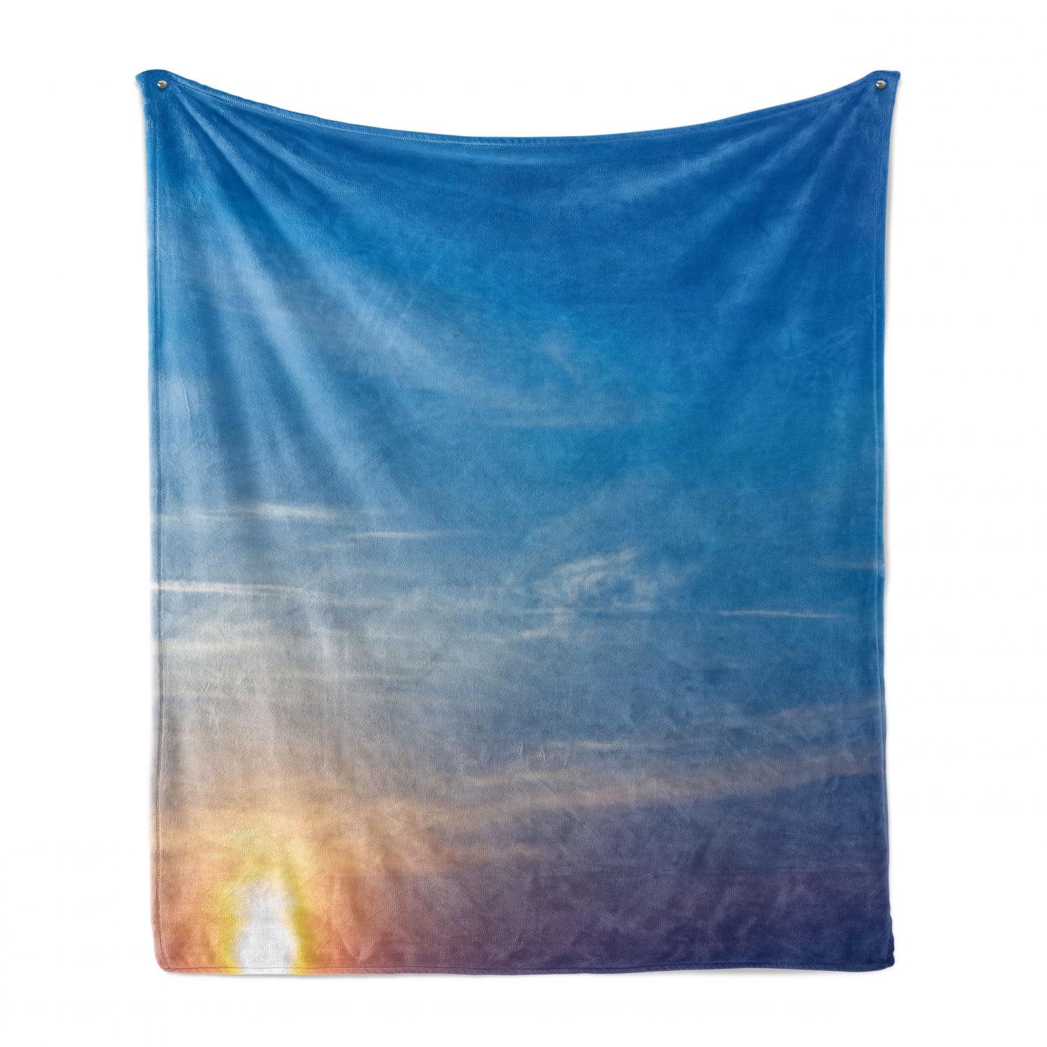 Ambesonne Yellow and Blue Fleece Throw Blanket Blurry Sunrise Lavender Blue Yellow