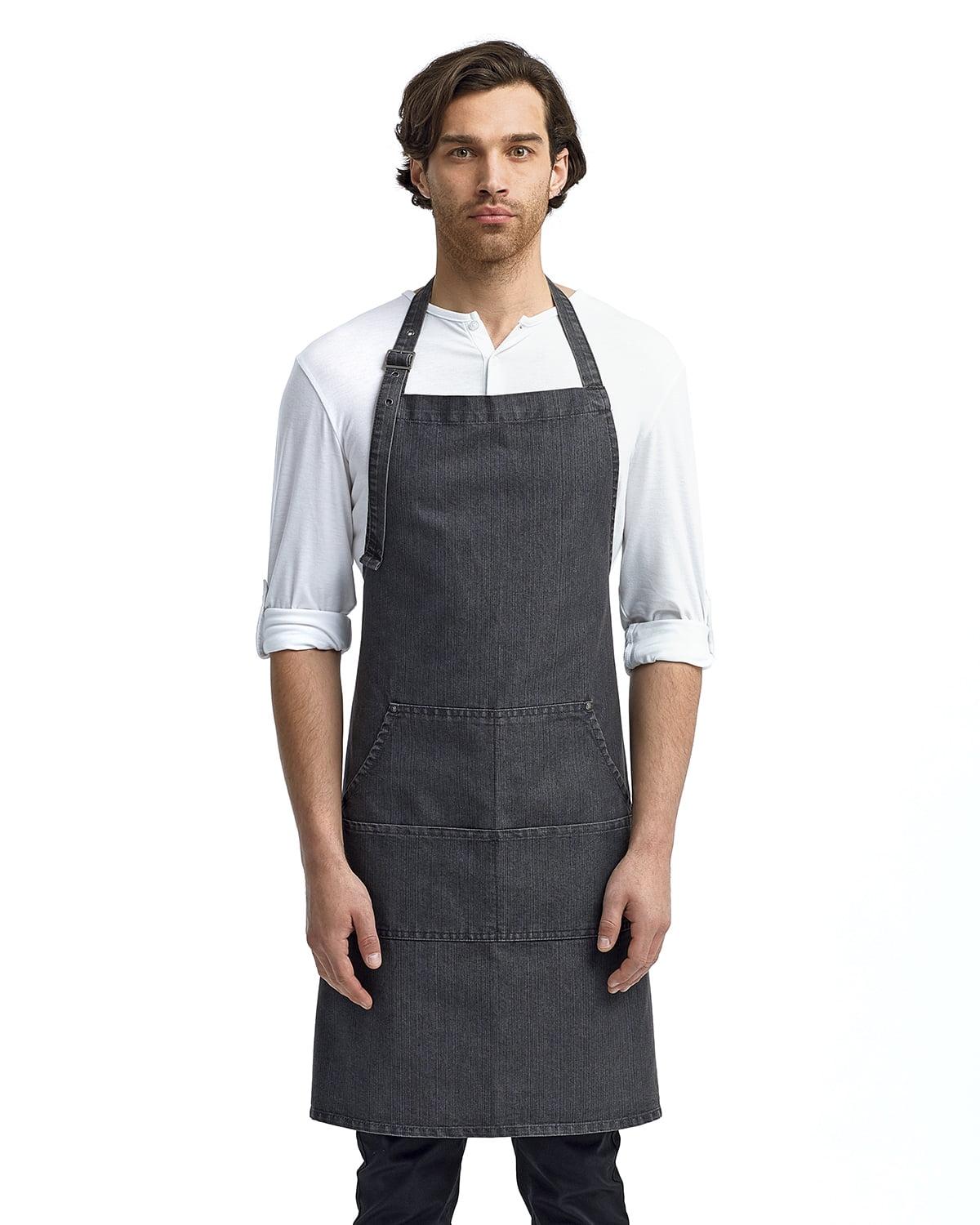 Black Denim Adjustable Unisex Bib Apron with Pockets