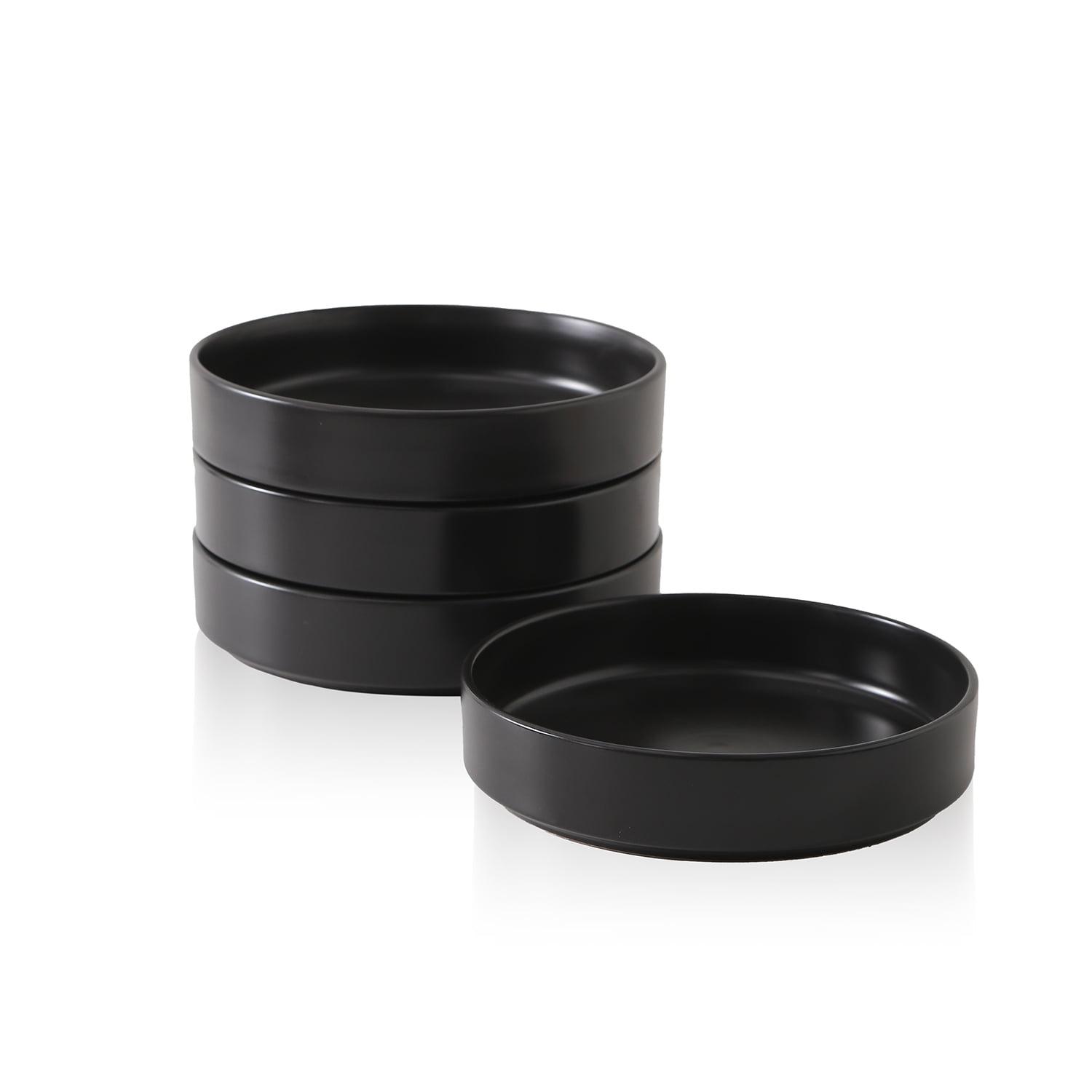 Black Ceramic Minimalist Pasta and Salad Bowl Set