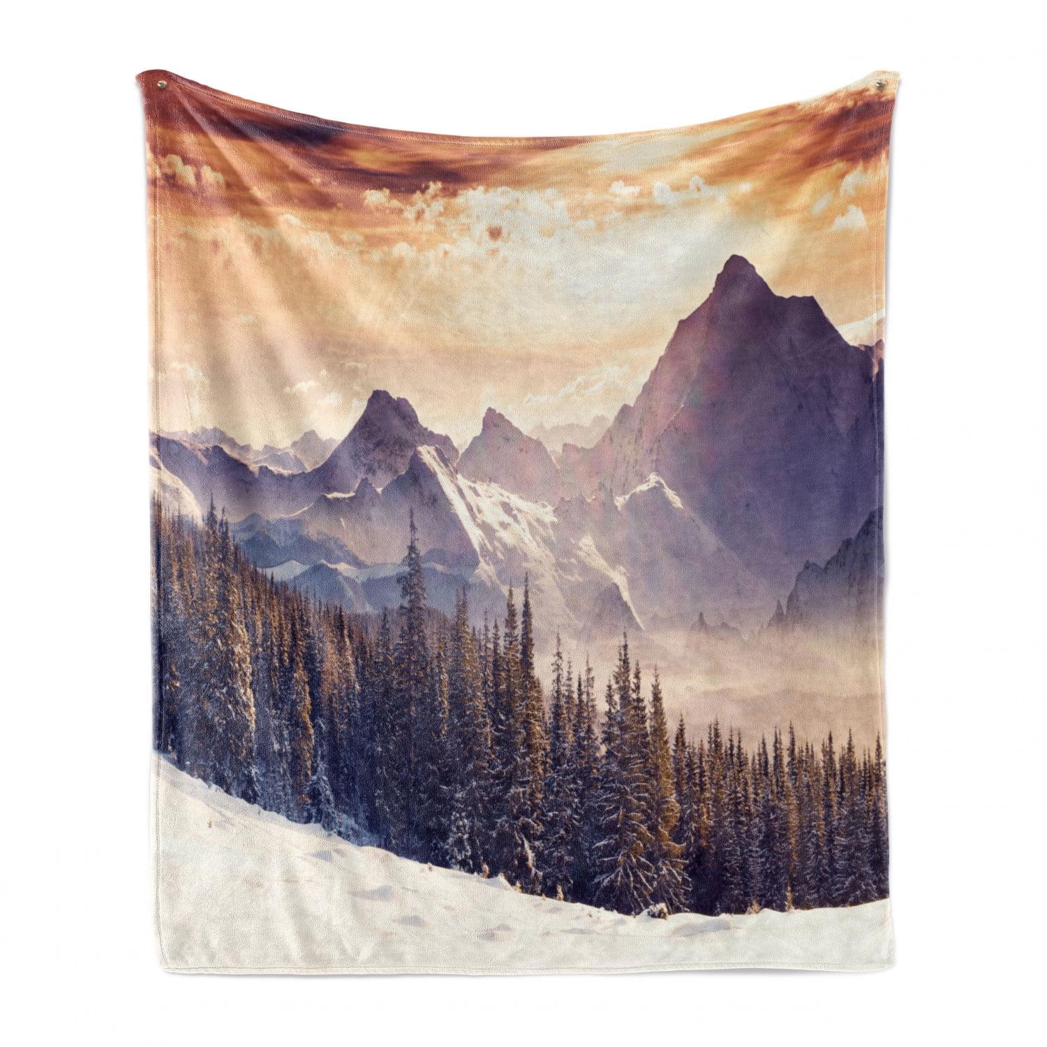 Multicolor Mountain Landscape Fleece Throw Blanket 50" x 60"