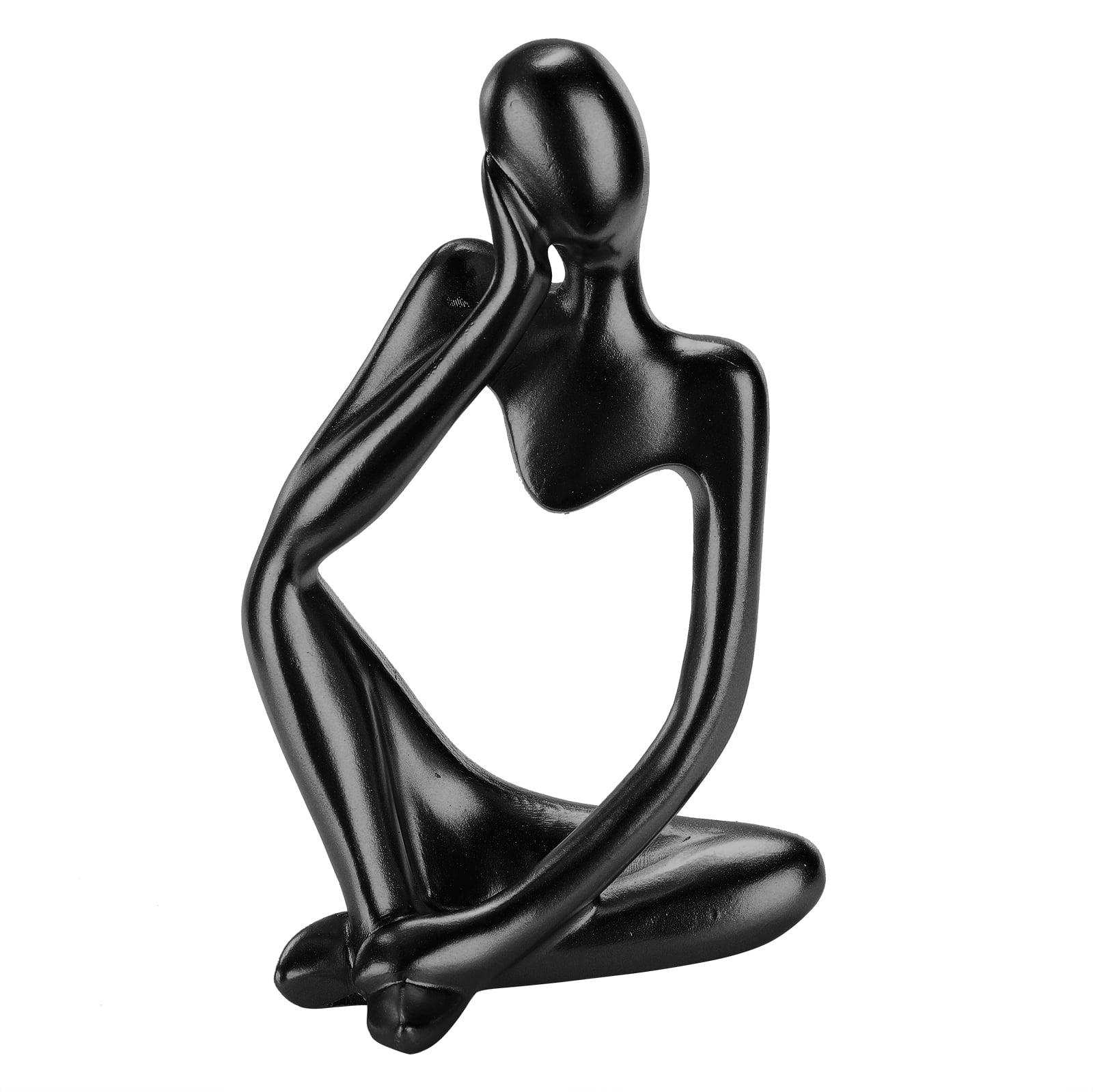 POINTERTECK Resin Thinker Style Abstract Sculptures Statue Collectible Figurines Modern Home Office Bookshelf Desktop Decor(Black)