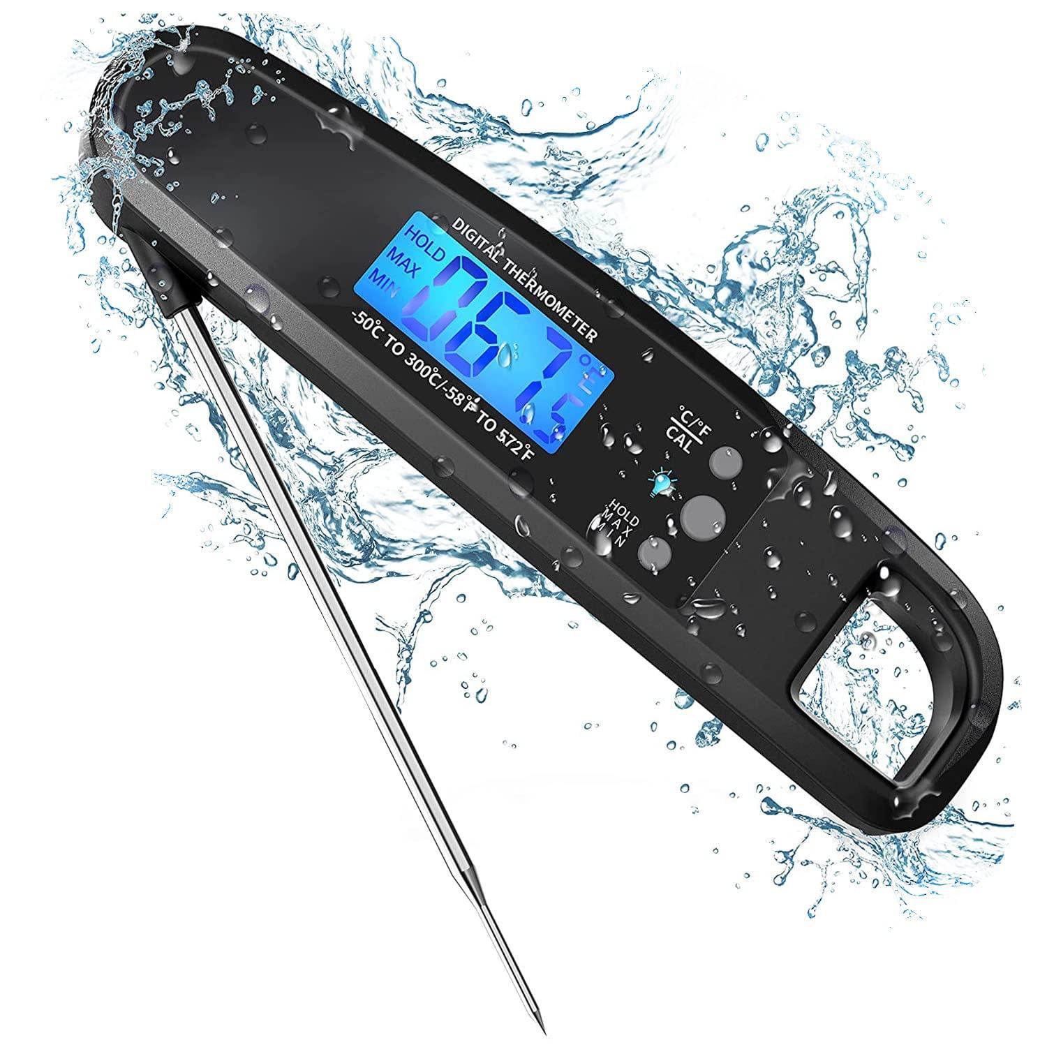 Black Waterproof Digital Meat Thermometer with LCD Display