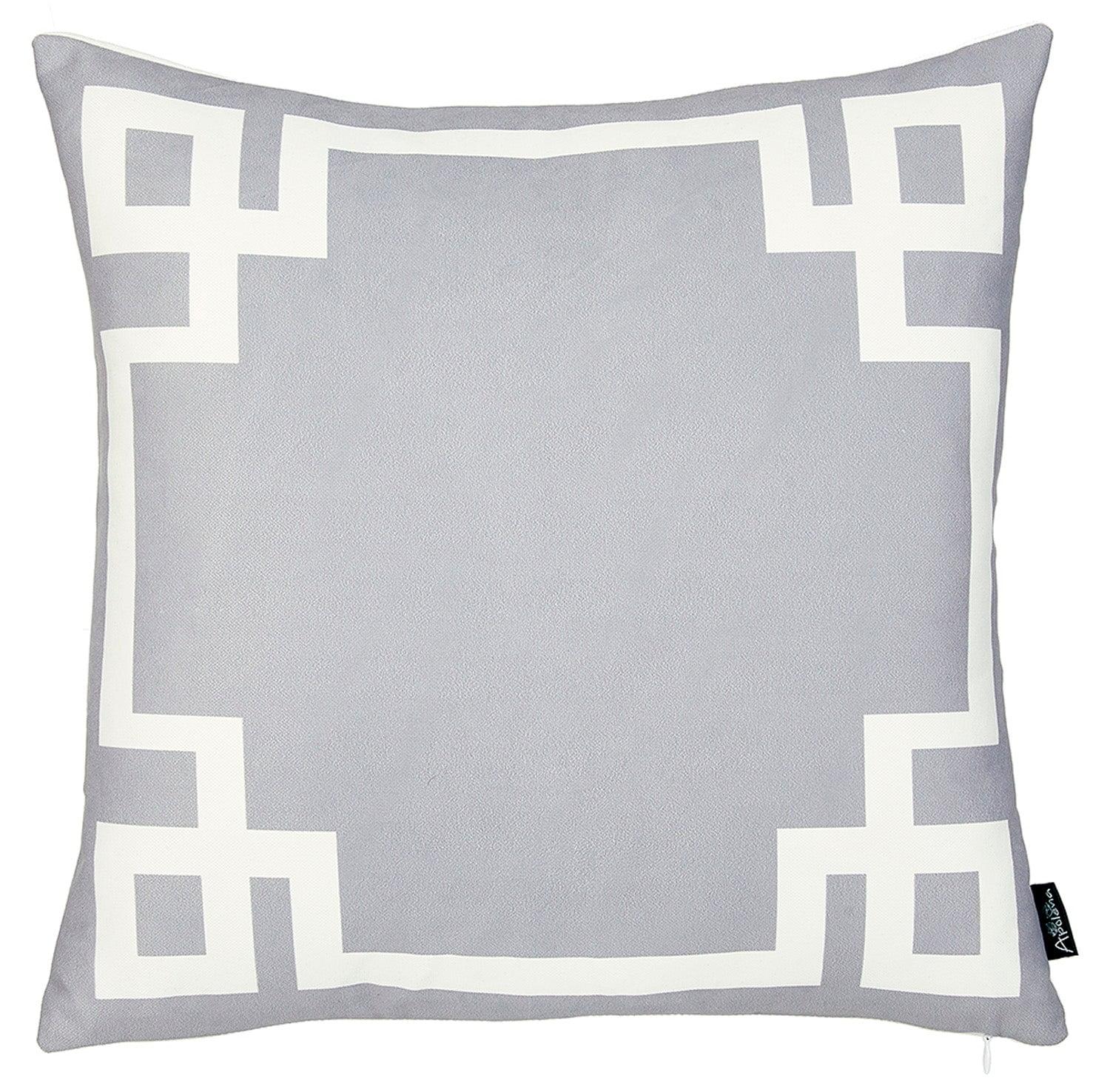 Geometric Grey&White Square 20" x 20" Throw Pillow Cover