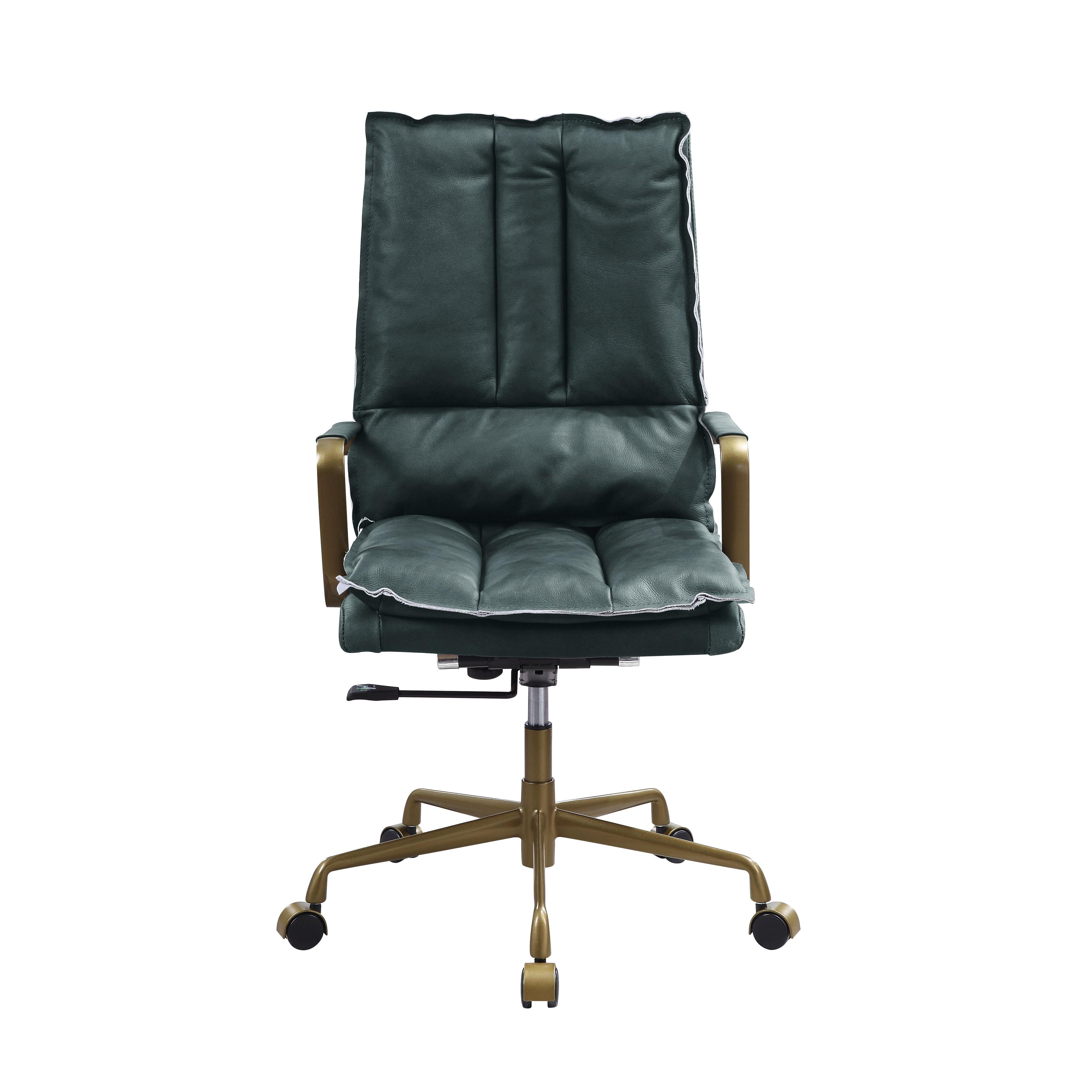 Luxury Brown Faux Leather and Fabric Swivel Office Chair