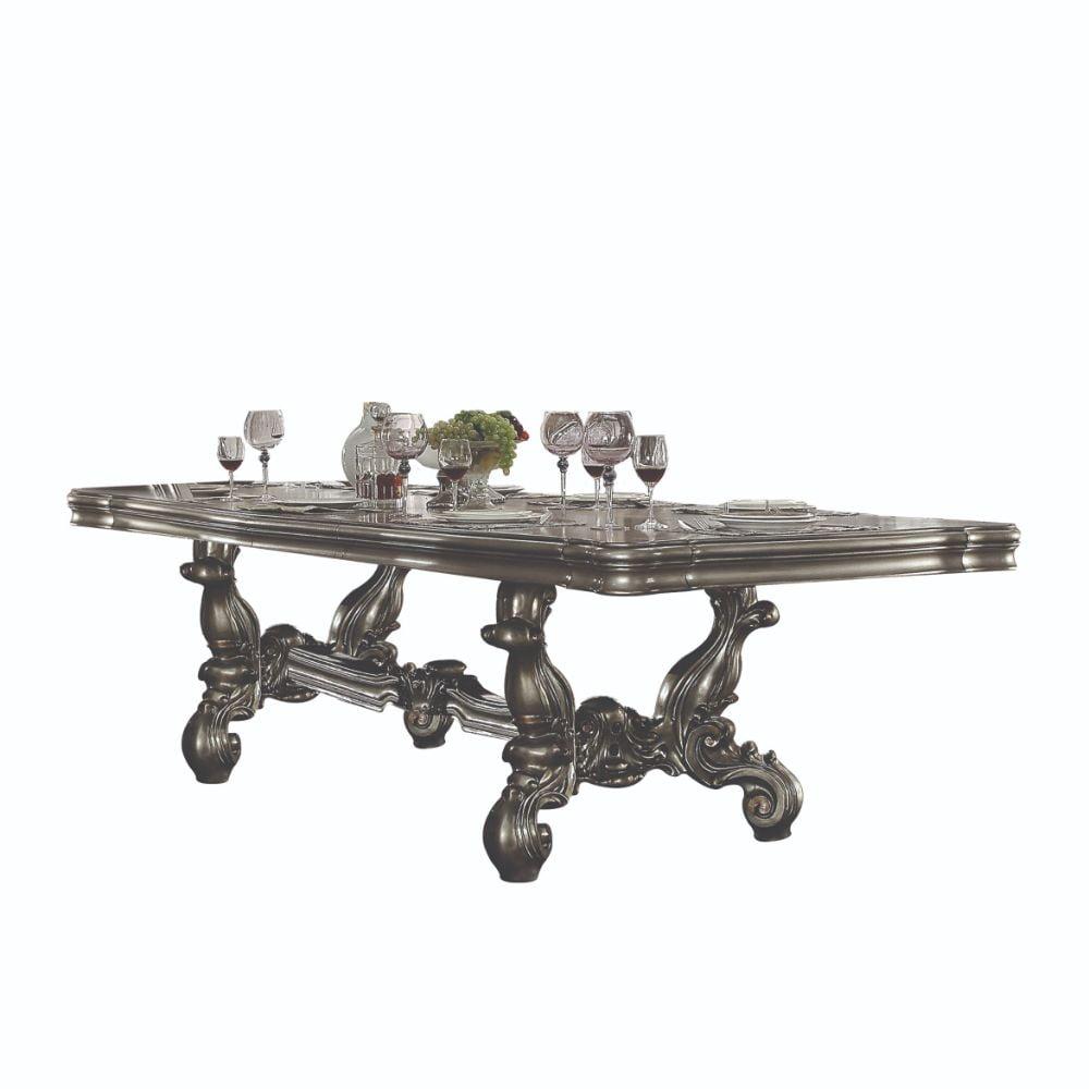 Antique Platinum Extendable Rectangular Wood Dining Table