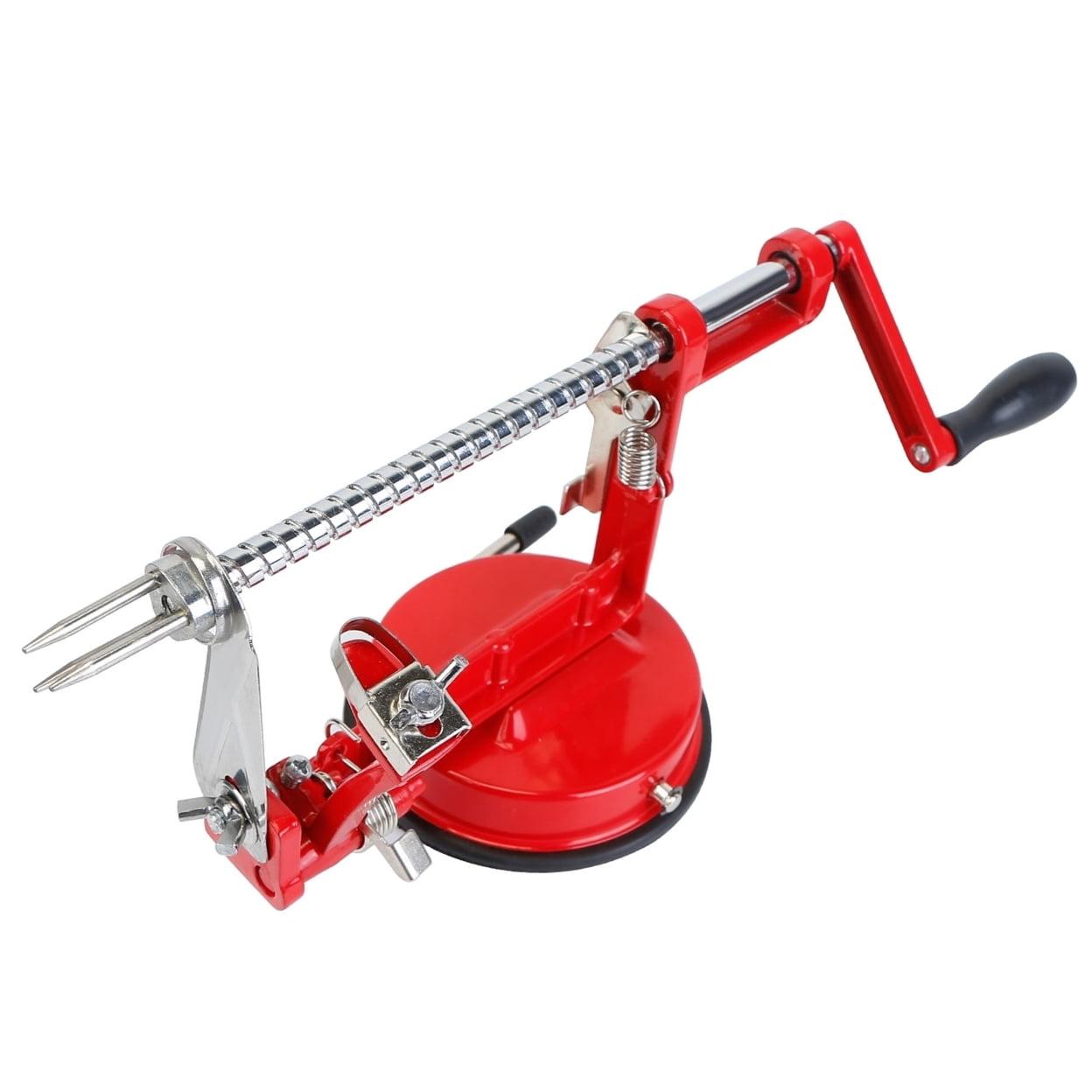 Red Zinc Alloy 3-in-1 Apple Peeler with Suction Base