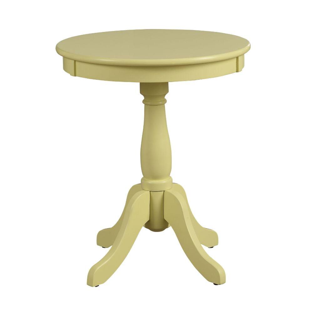 Yellow Round Wood and Metal Side Table, 18" x 22"