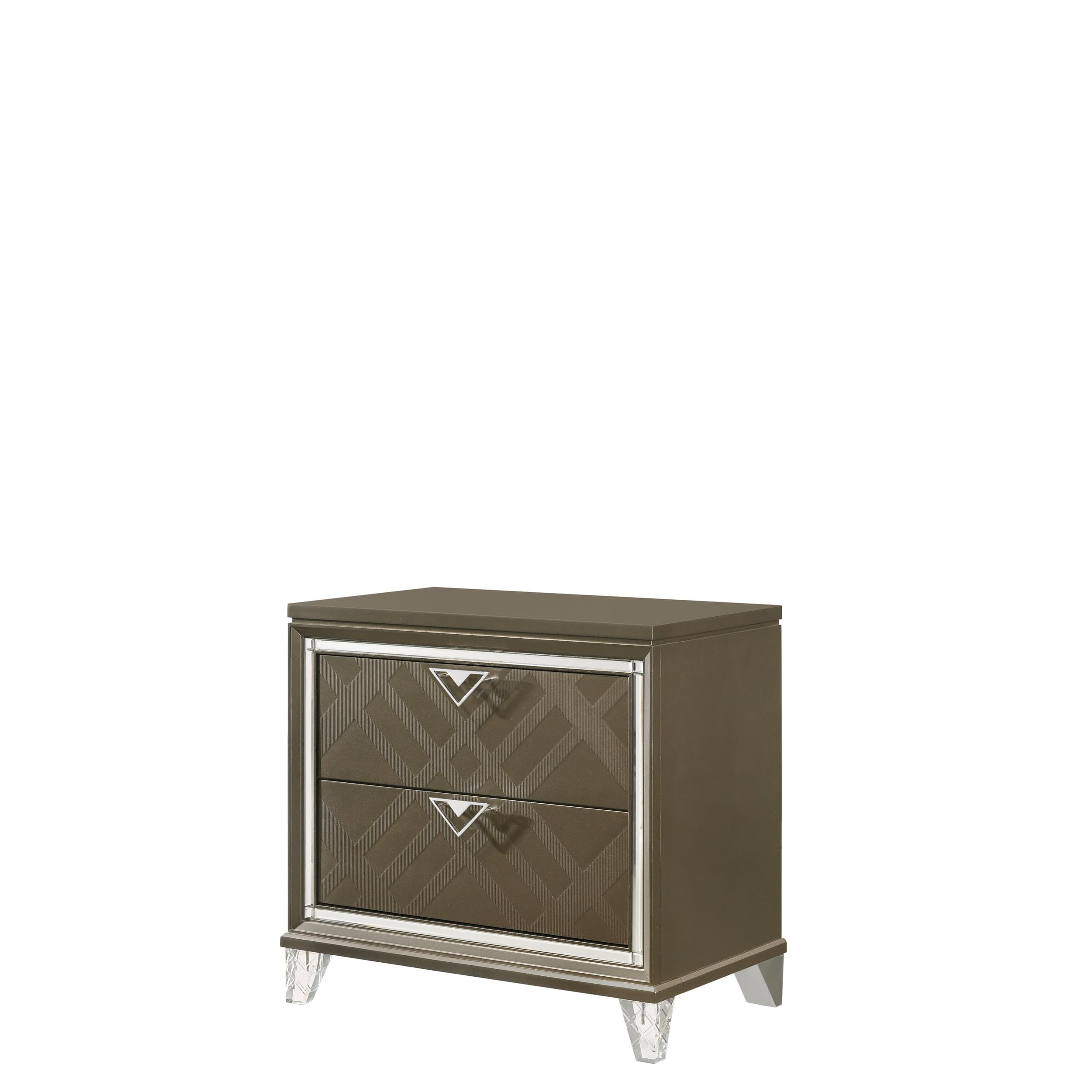 Skylar 32.9" Dark Champagne Retro Nightstand with Acrylic Legs