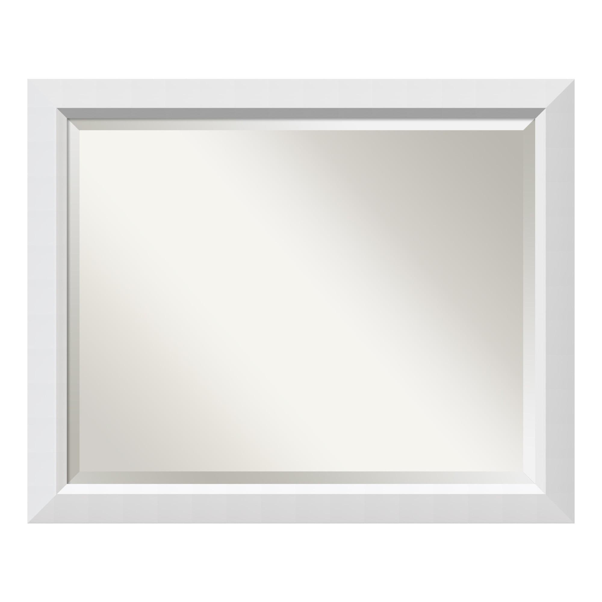 Blanco White Rectangular Wood Bathroom Vanity Mirror