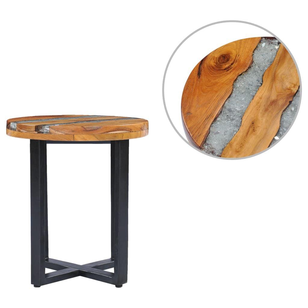 Rustic Charm Round Teak Wood & Polyresin 15.7" Coffee Table