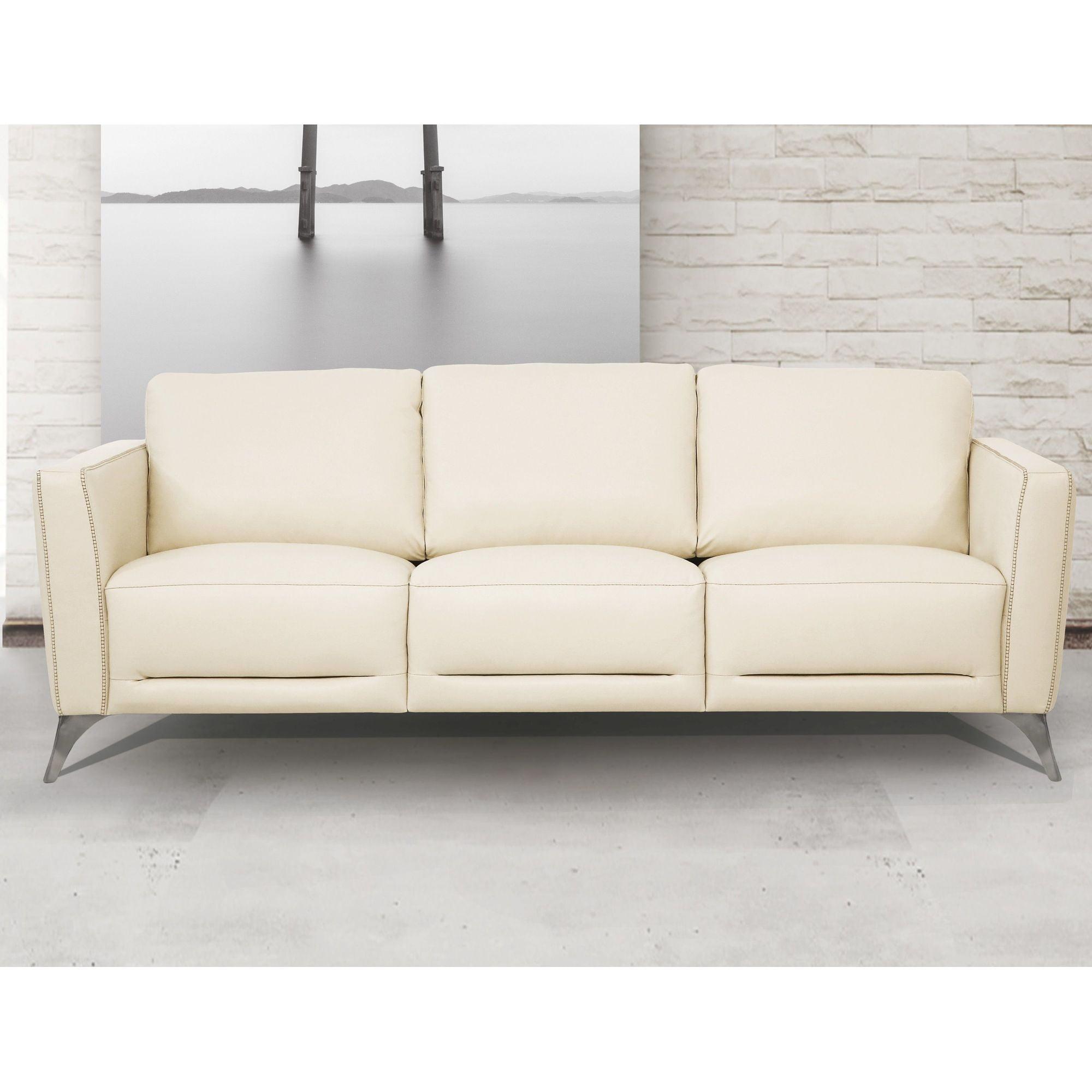 ACME Malaga Leather Sofa in Cream Beige