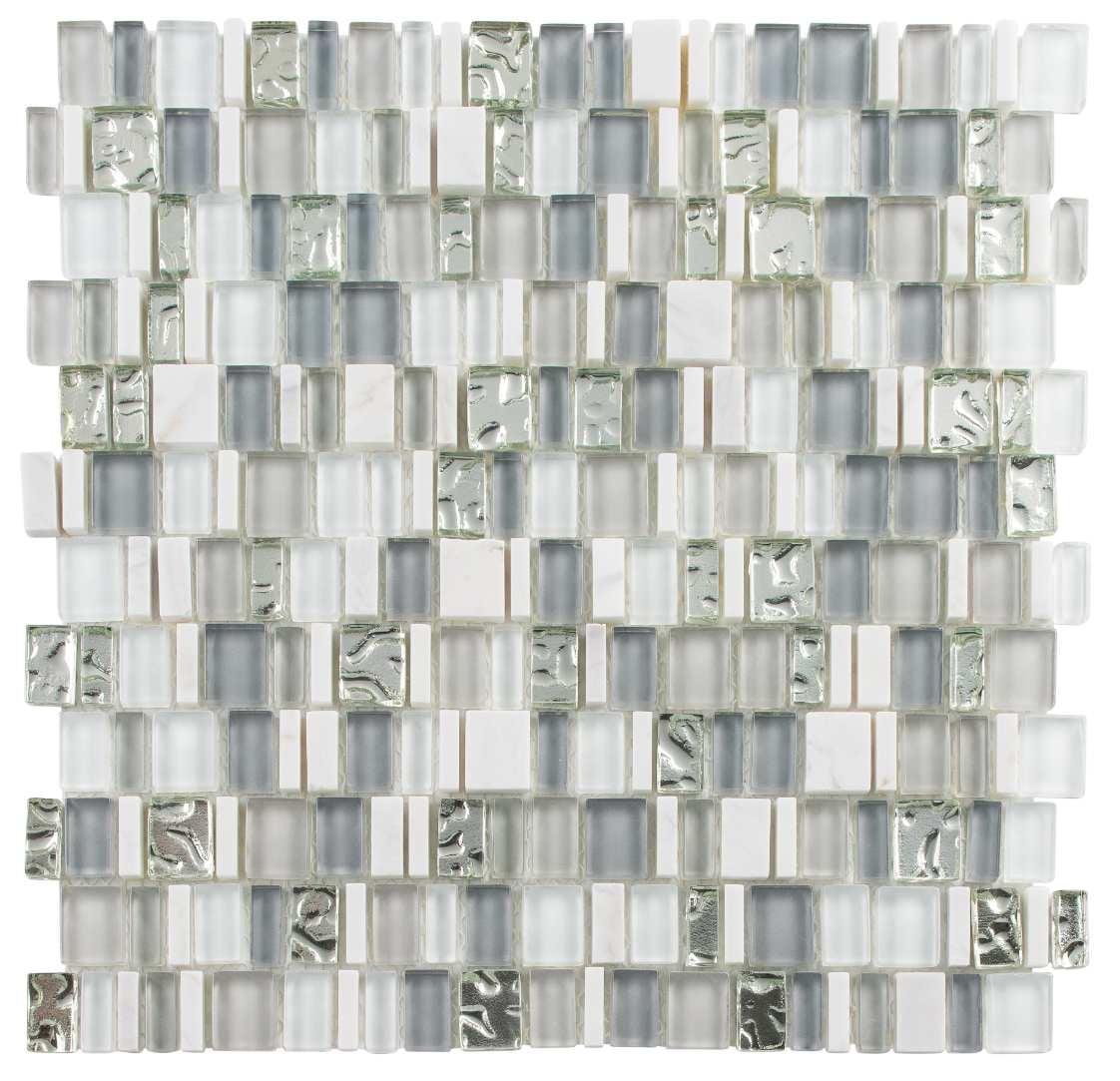 Quest Random Brick Stone, Glass & Aluminum Mosaic Kitchen Backsplash, Bathroom, Shower, Pool, Wall and Floor Tile