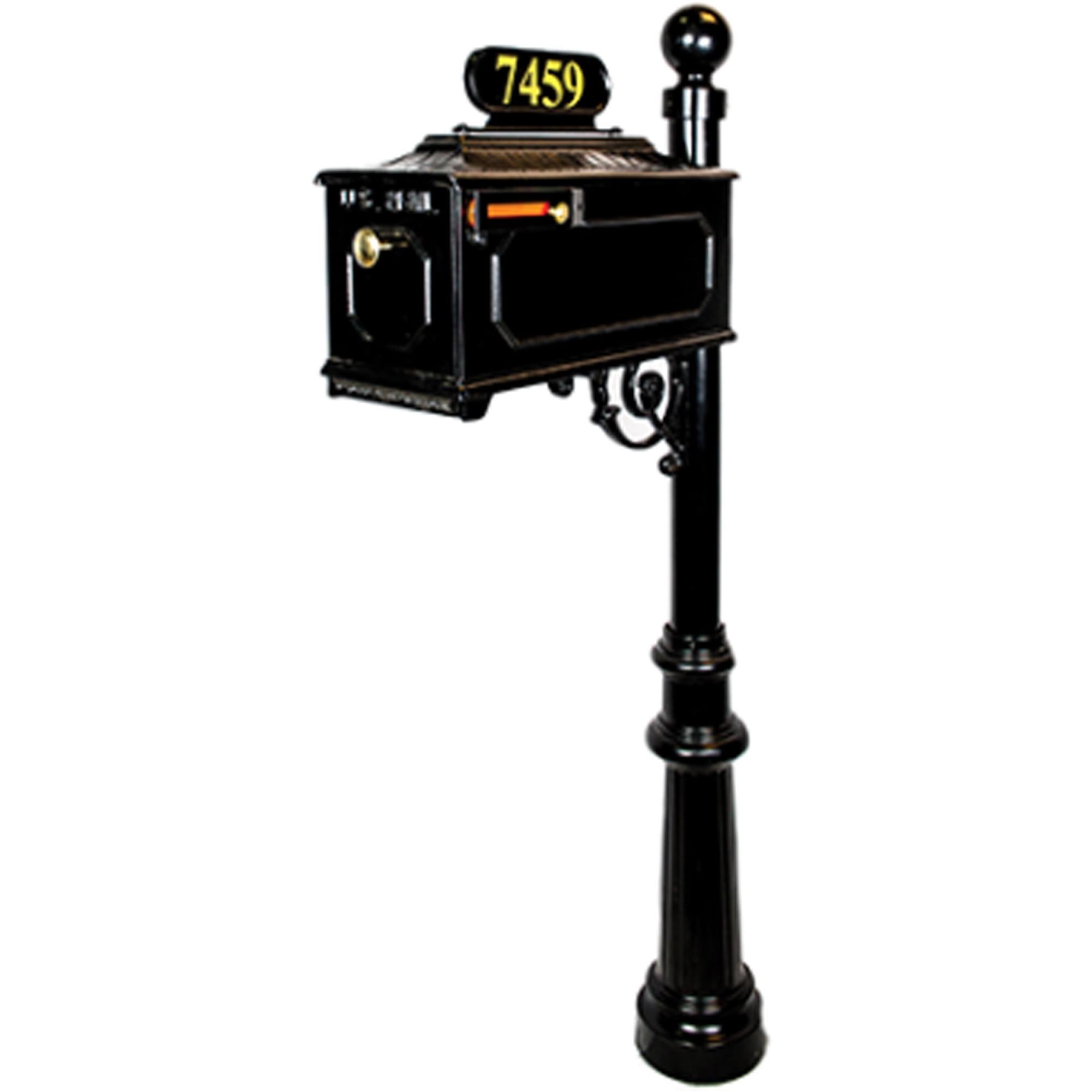 Georgetown Black Aluminum Mailbox System with Address Plaque