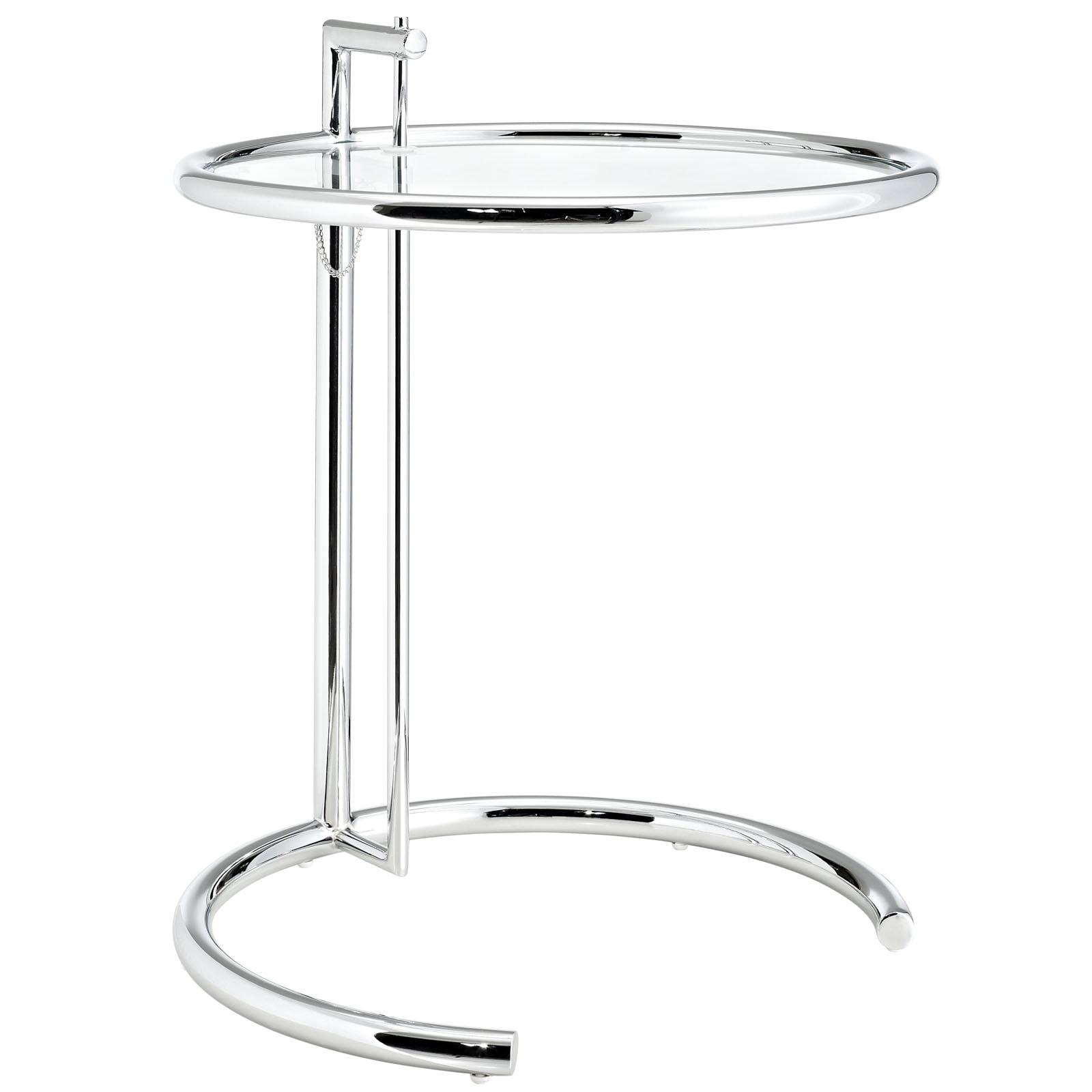 Eileen Gray Adjustable Chrome and Glass Round Side Table