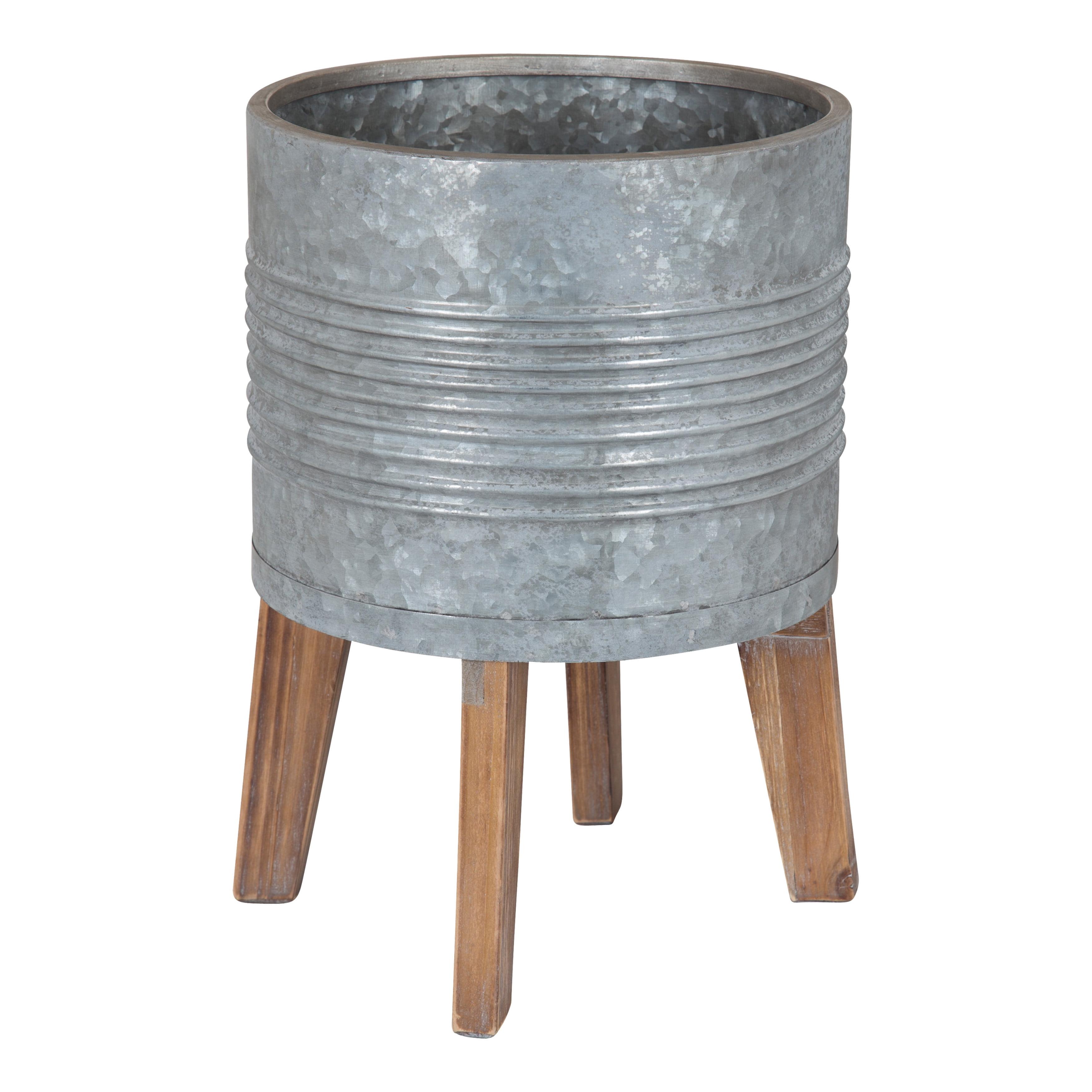 Kate and Laurel Gavri Metal Planter with Wood Stand