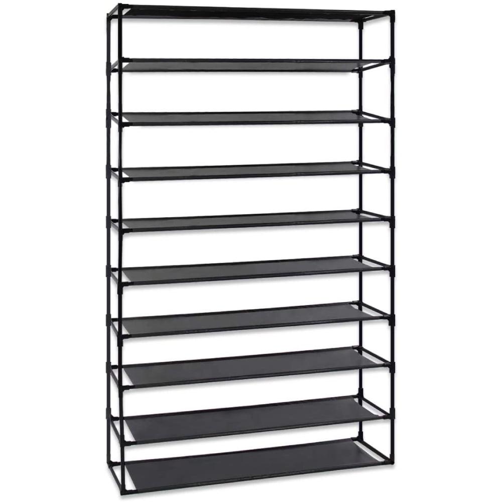 UBesGoo 10 Tiers Shoe Rack Shoe Shelf Free Standing 50 Pairs Shoe Tower Stand Space Saving Storage Organizer for Closet Entryway Bedroom Dorm Black