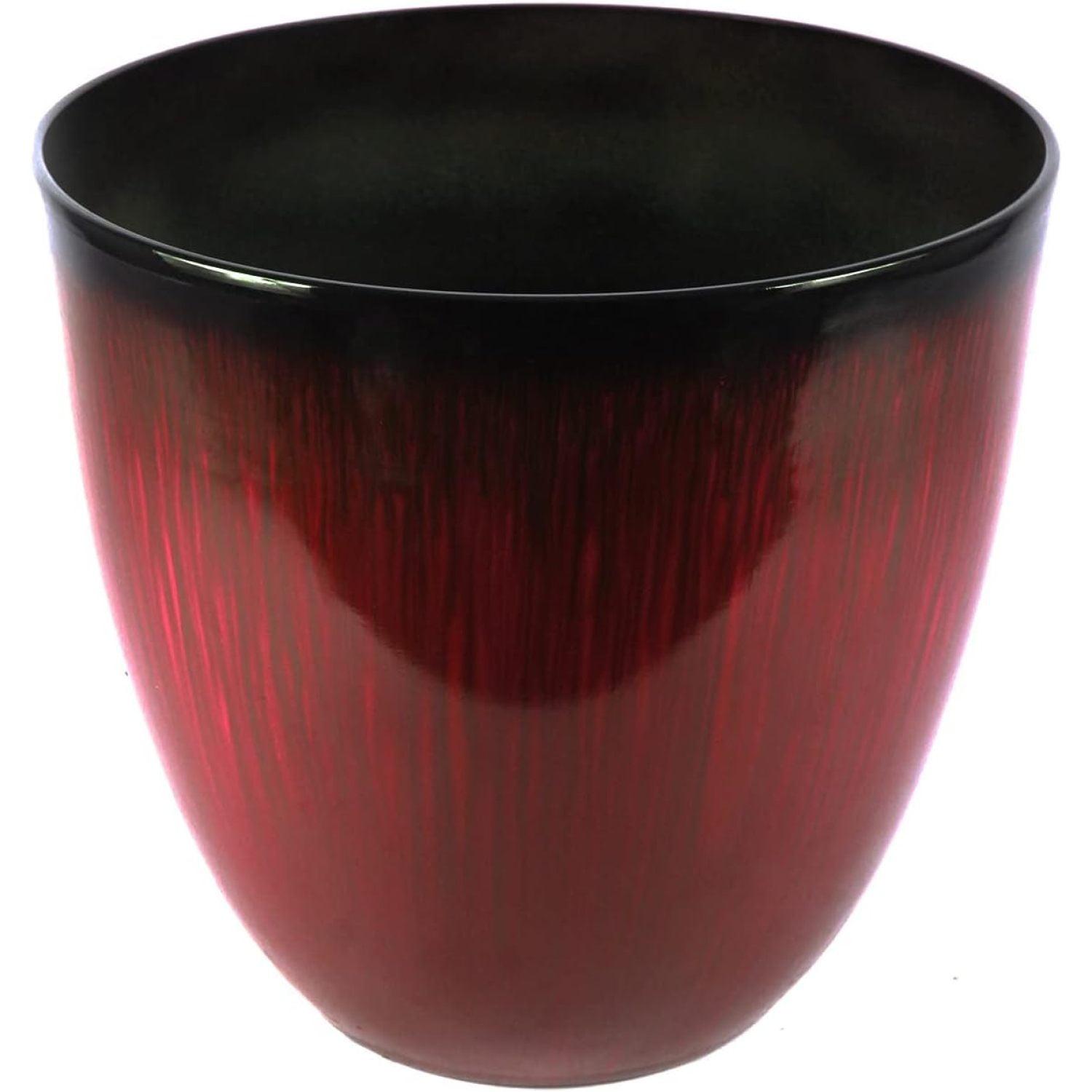 Contemporary Oval 15" Indoor/Outdoor Red Planter with Drainage