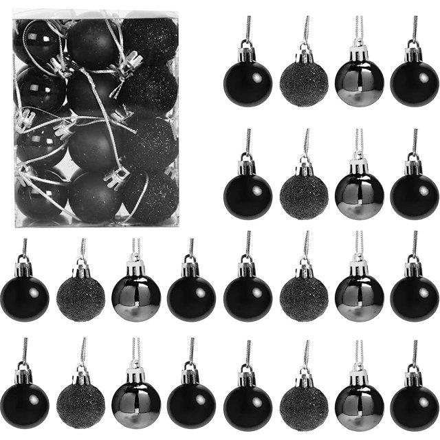 miaomiaocc Christmas Ornaments 24Pcs Christmas Balls Ornaments Party Xmas Tree Decorations Hanging Ornament Black