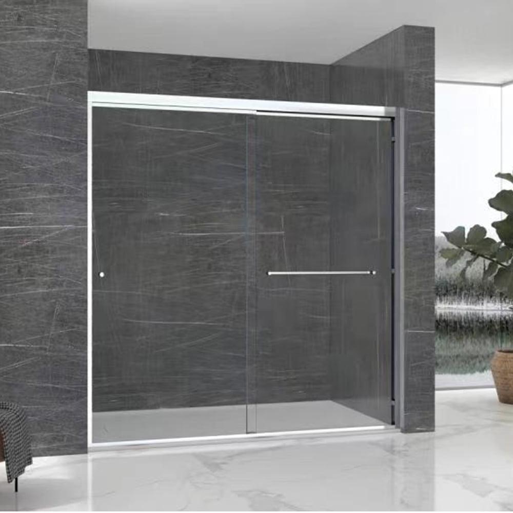 60" x 62" Chrome Semi Frameless Sliding Shower Door